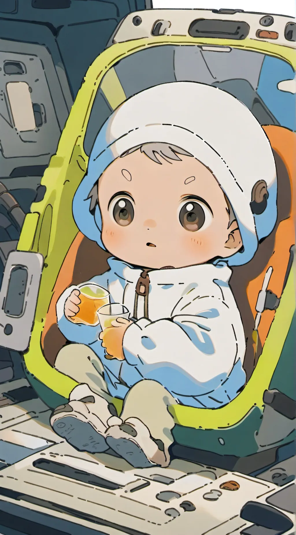 ai character: Baby white crewmat background