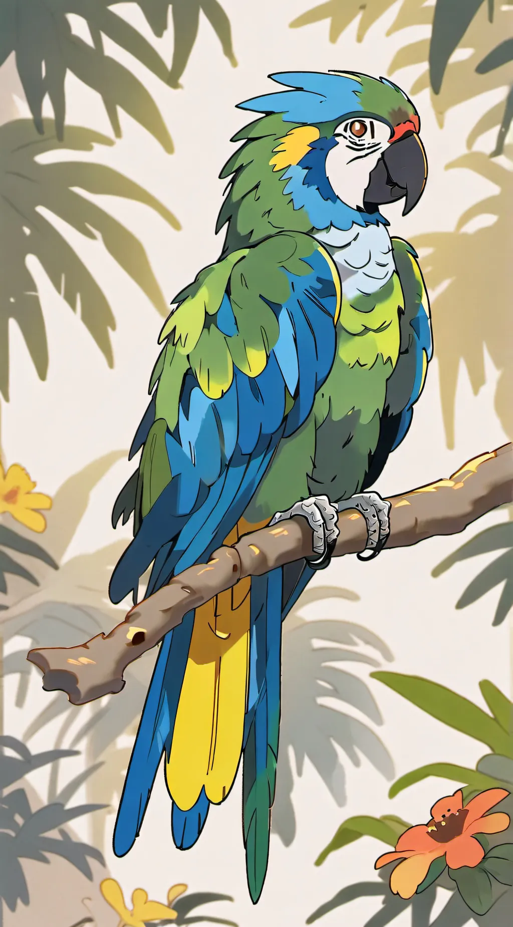 ai character: Mollie macaw background