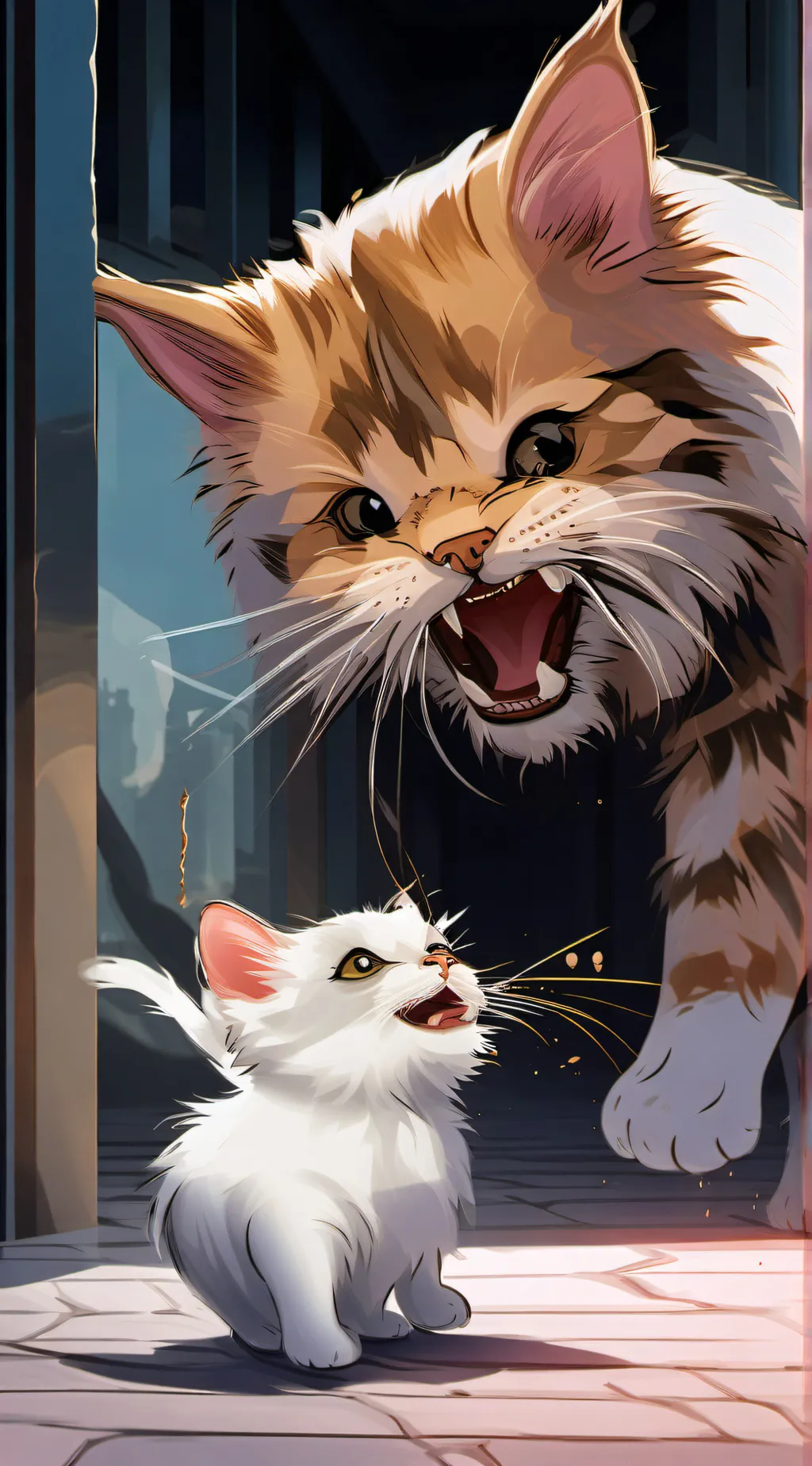 ai character: whiskers and snow background