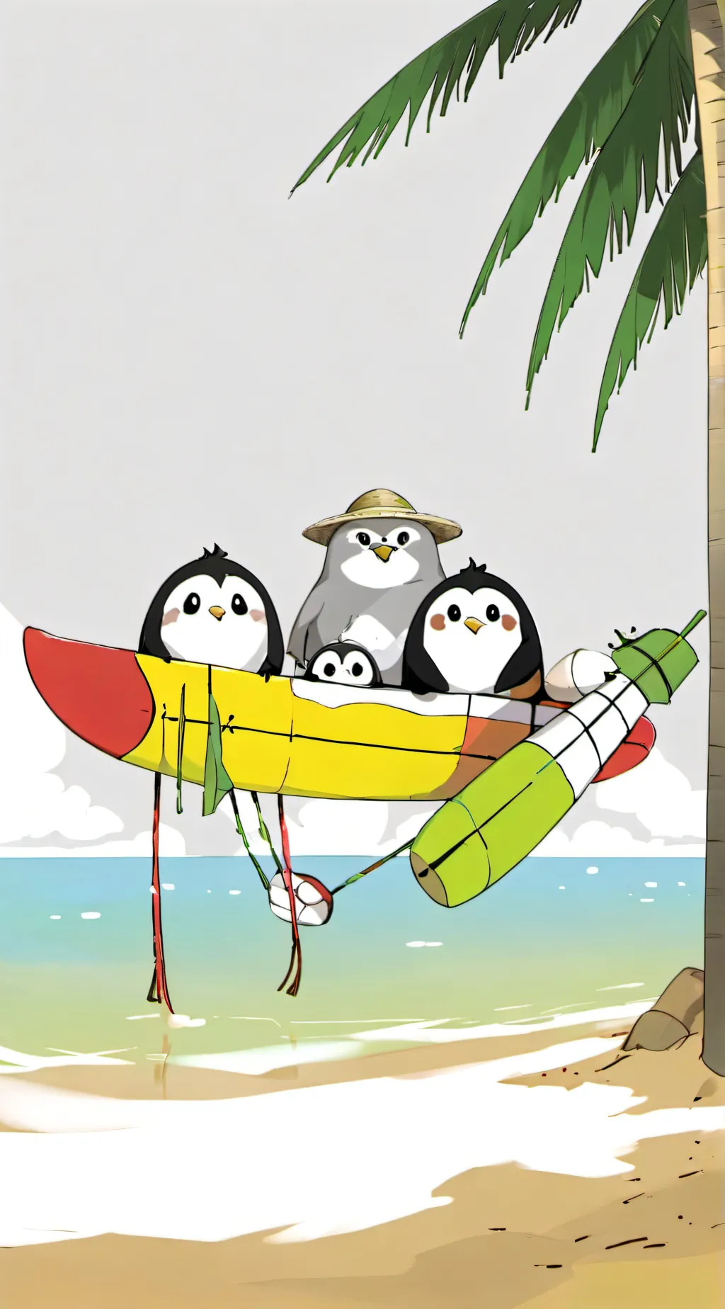 ai character: beach day background