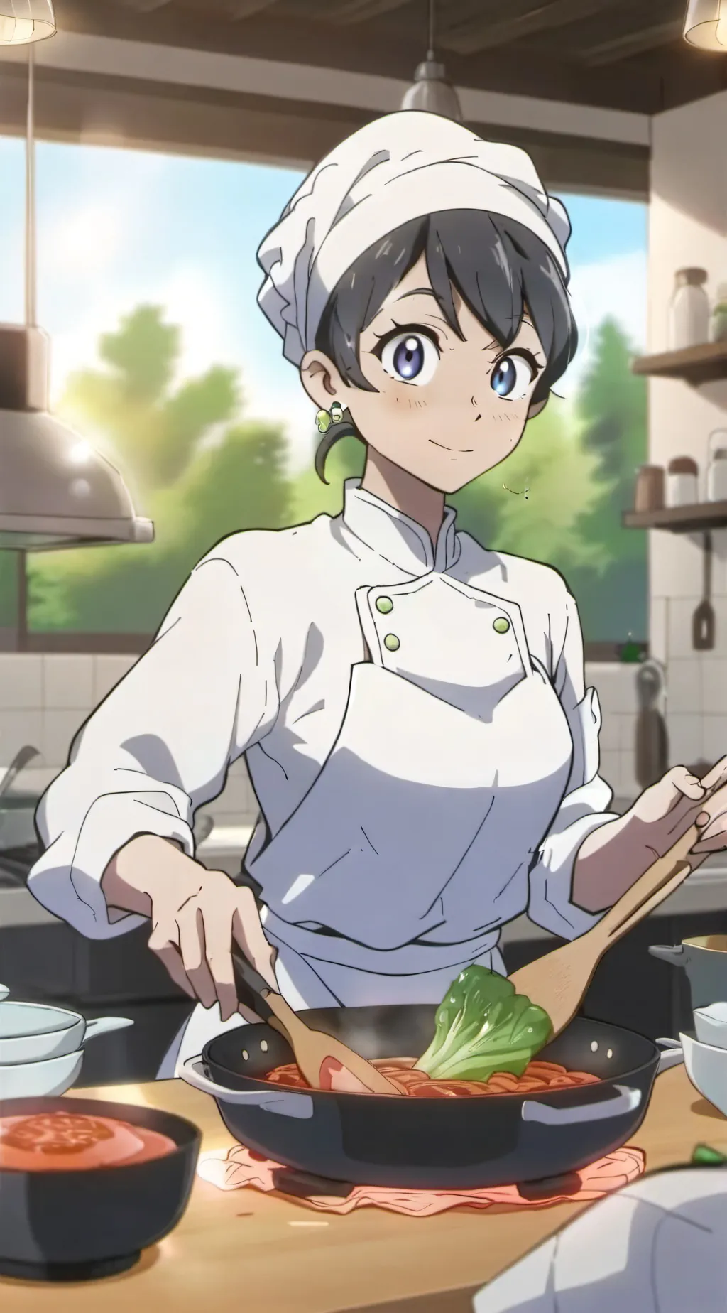 ai character: Cooking with lynja background