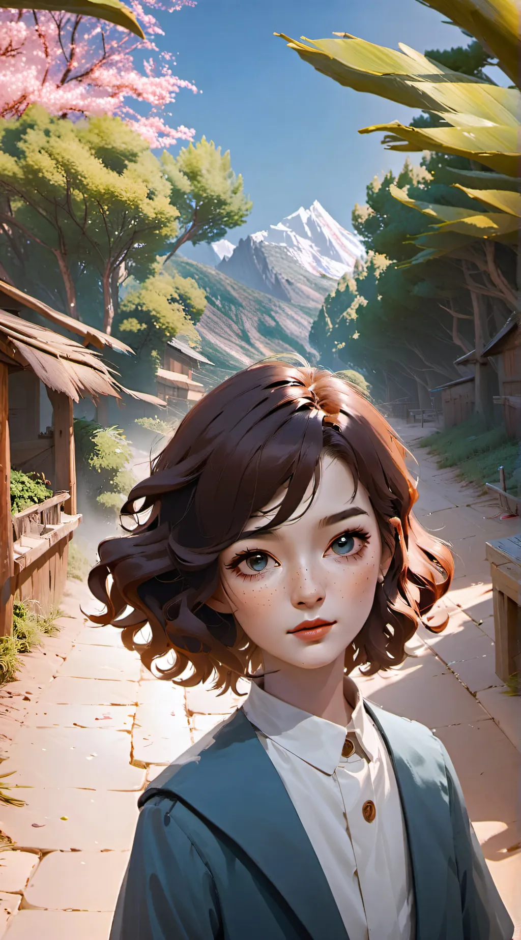 ai character: autum rain background