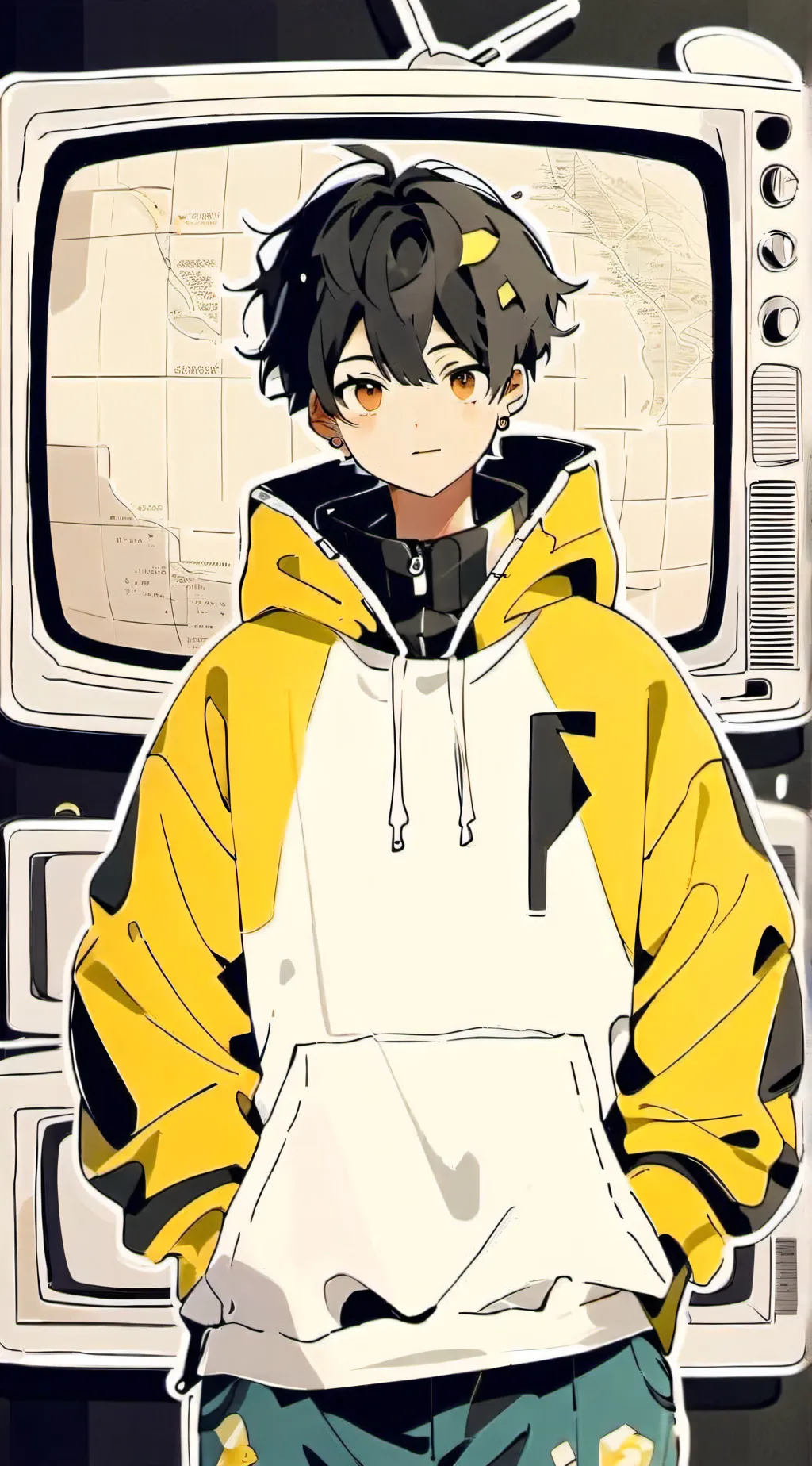 ai character: tv paper background