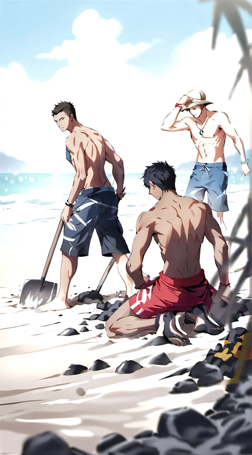 ai character: Guys digging hole background