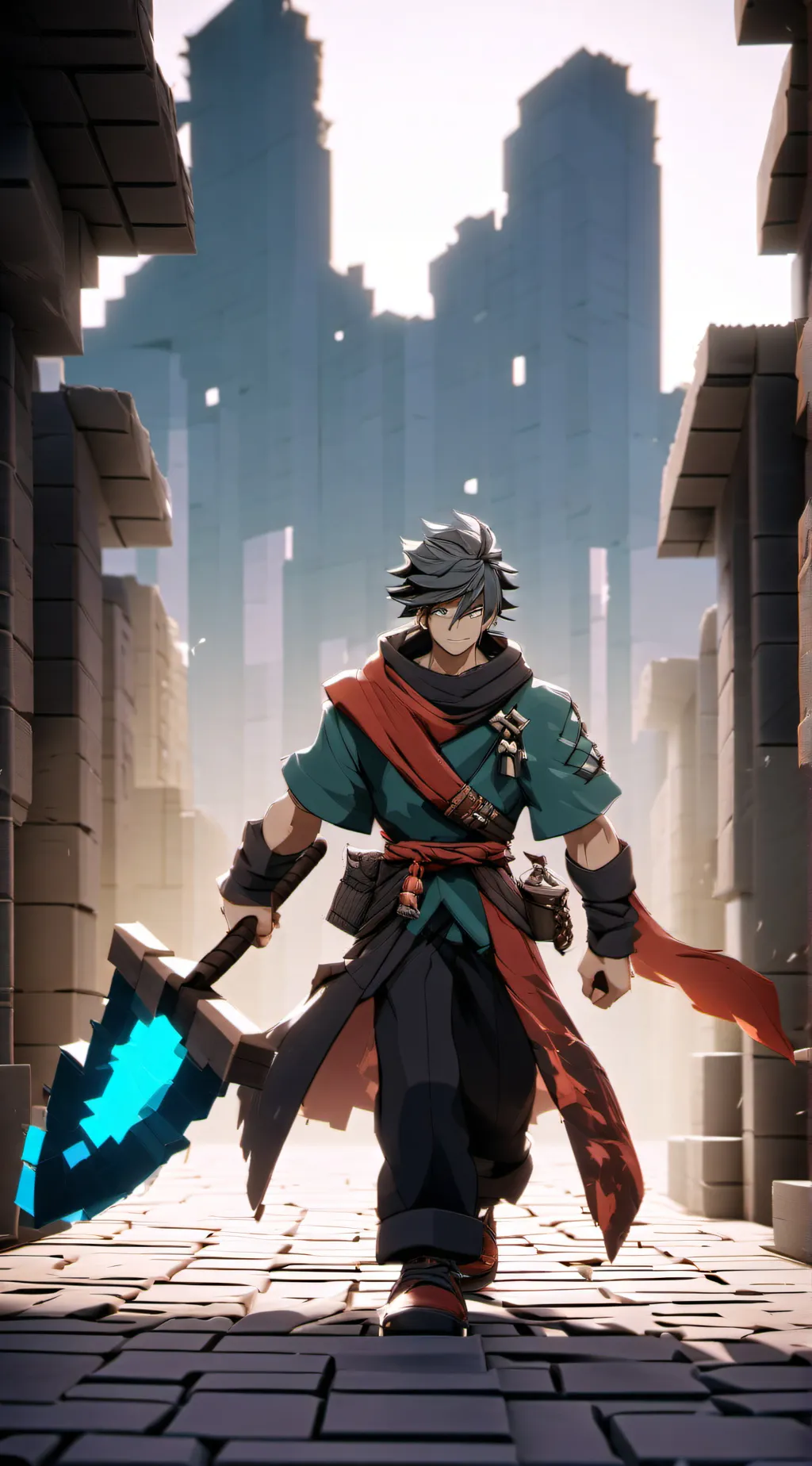 ai character: mha in Minecraft background