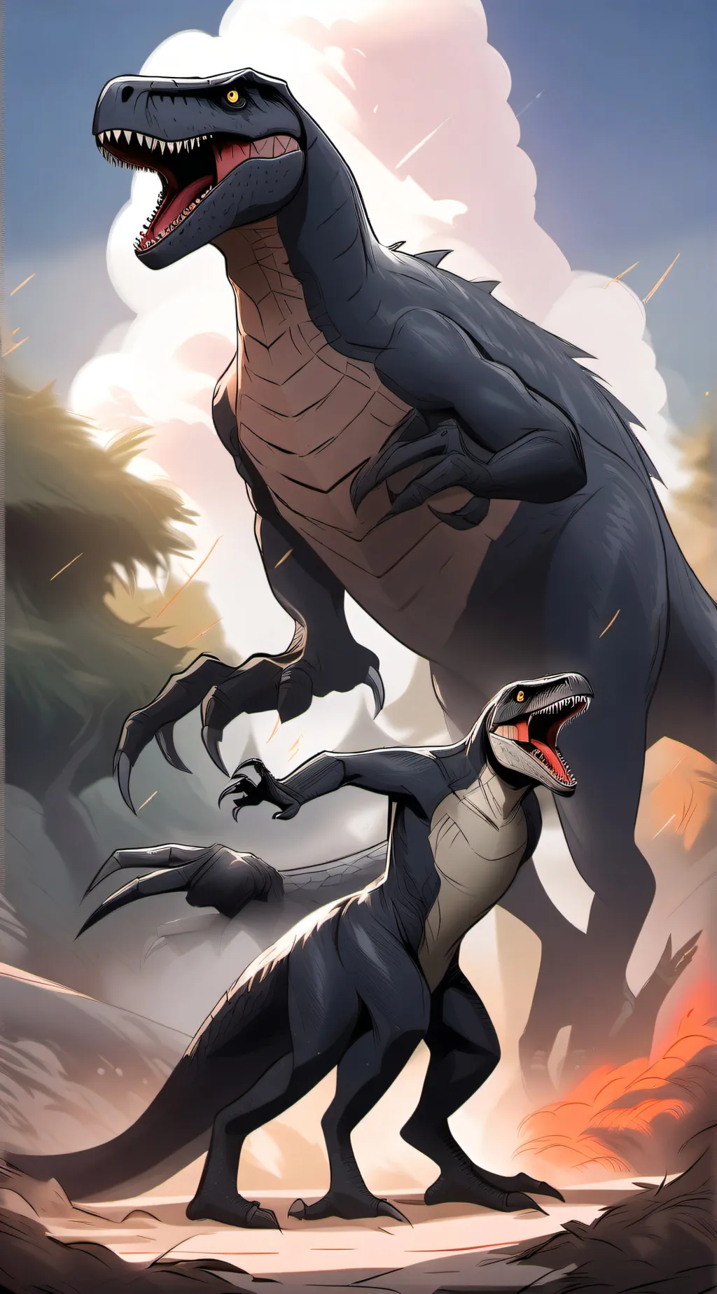 ai character: indoraptor × blue background