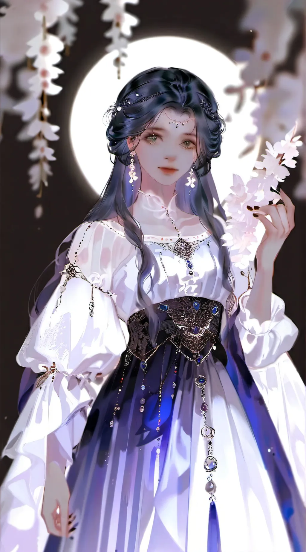 ai character: Moon goddess background