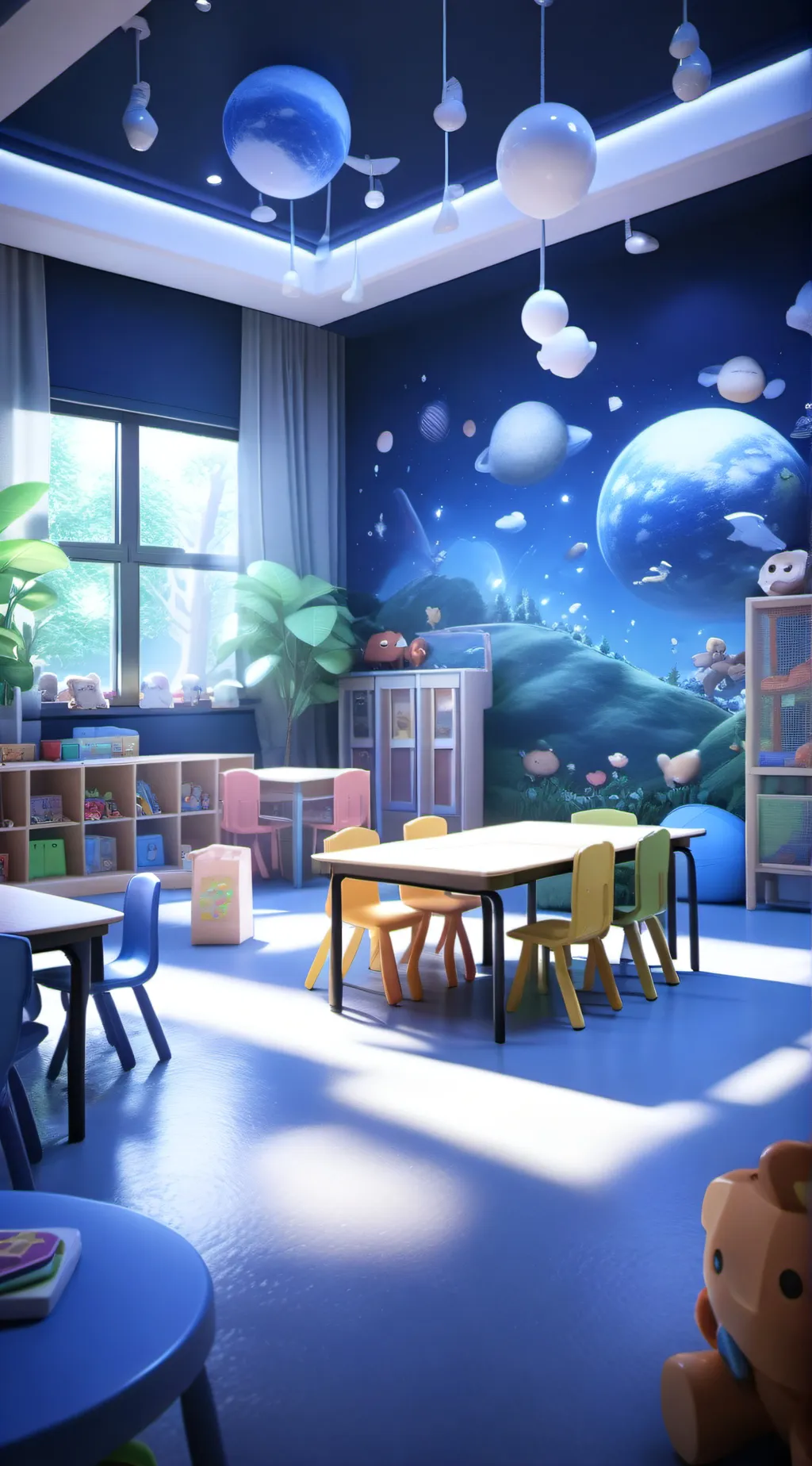 ai character: kindergarten background