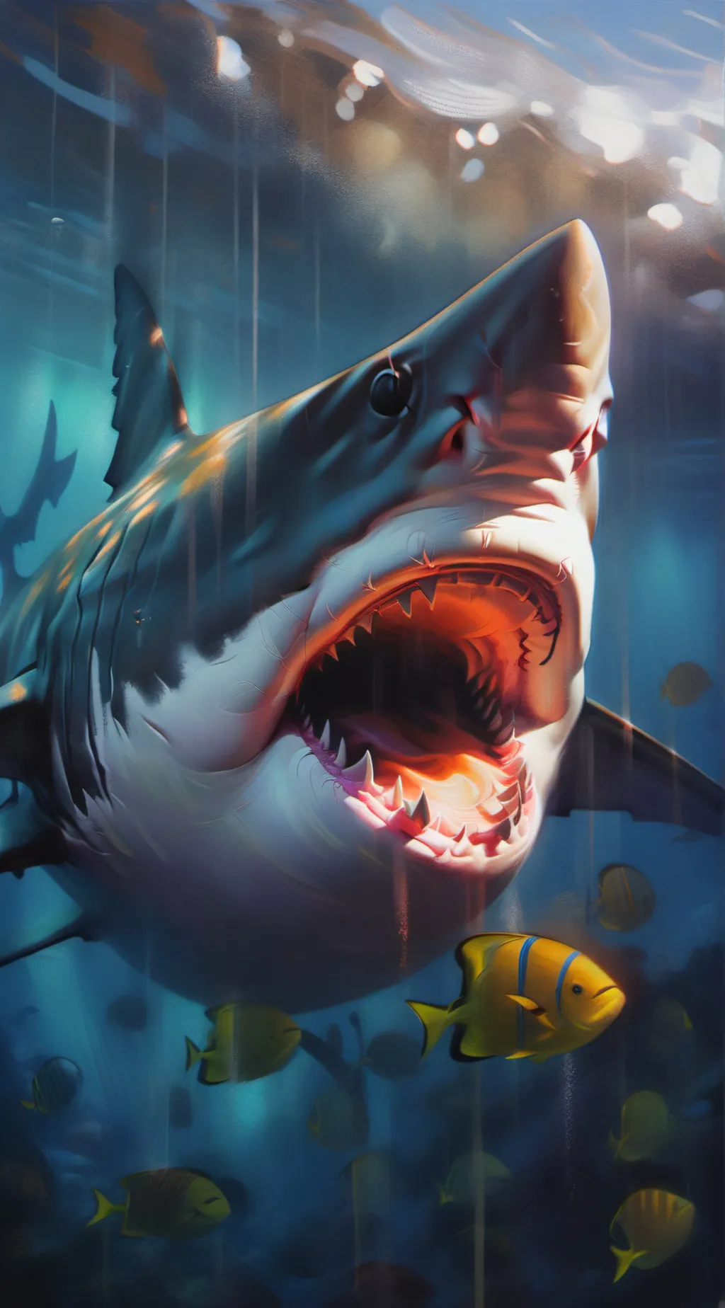 ai character: Rosie, the shark background