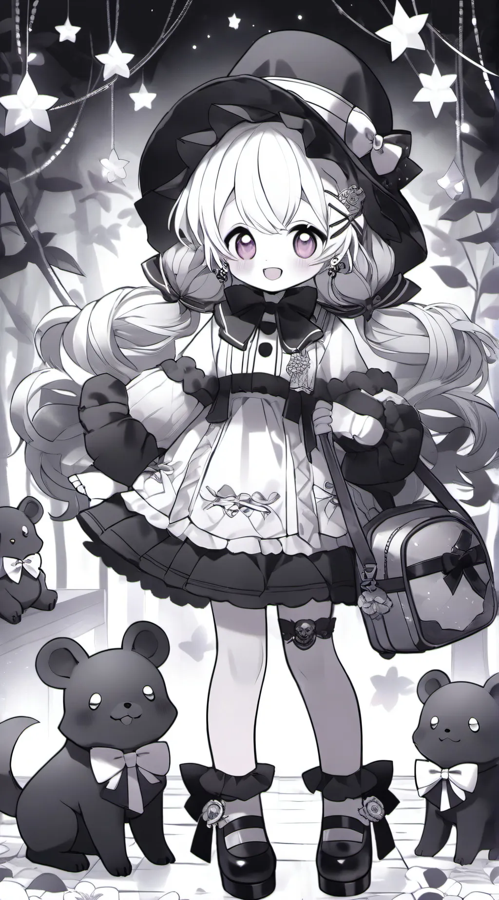 ai character: Smiling critters background