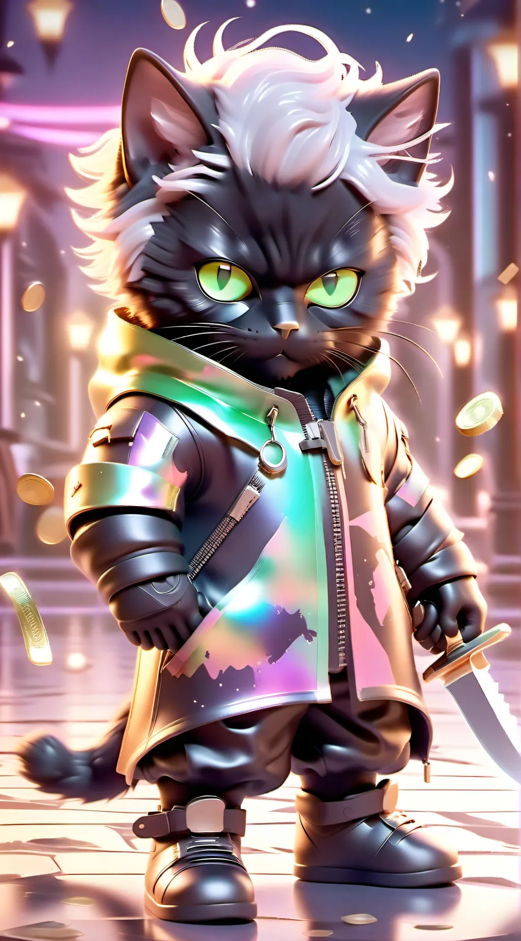 ai character: black.X.cat background