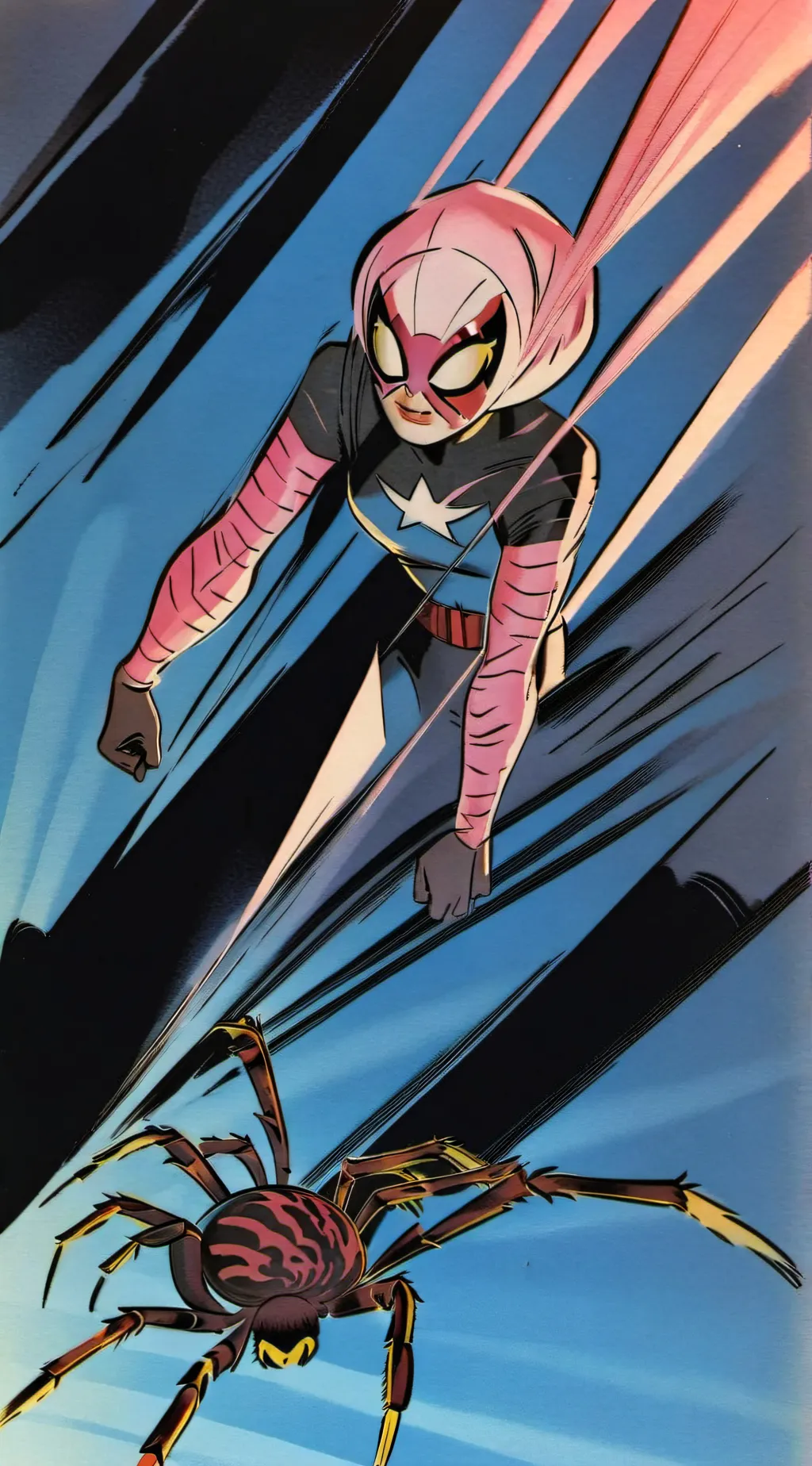 ai character: pastel spider background