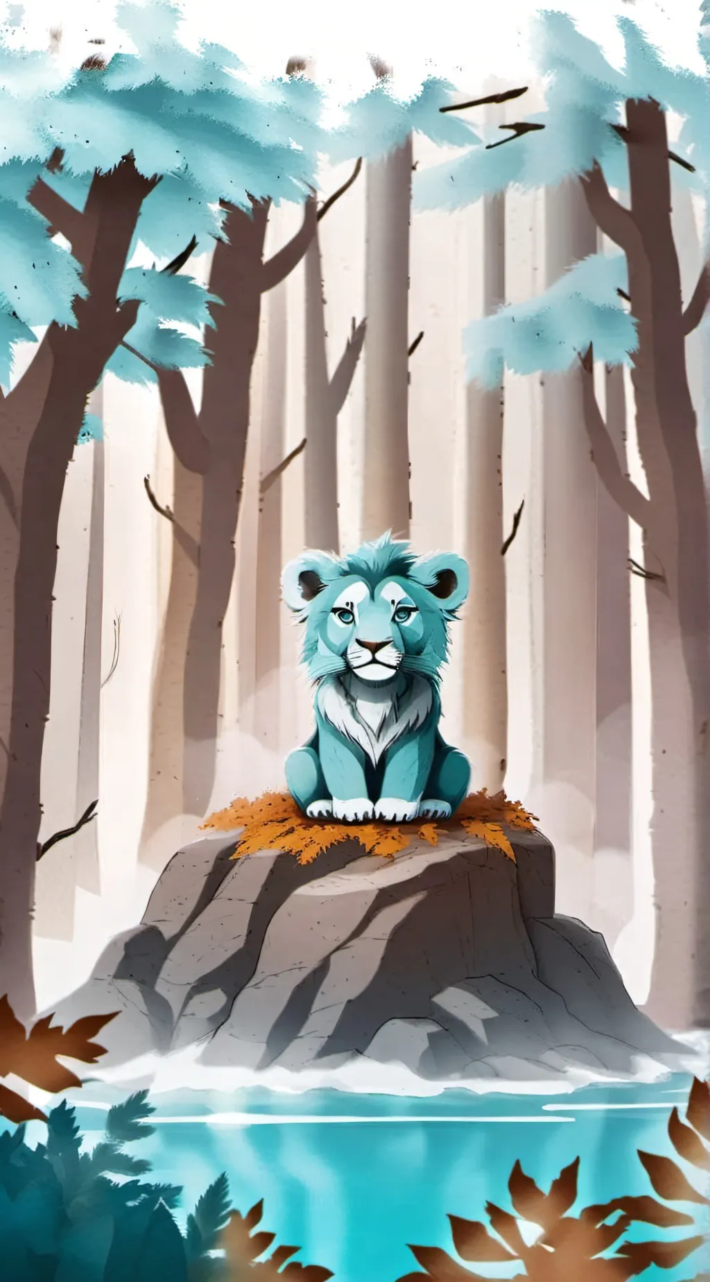 ai character: Cute lion cub background