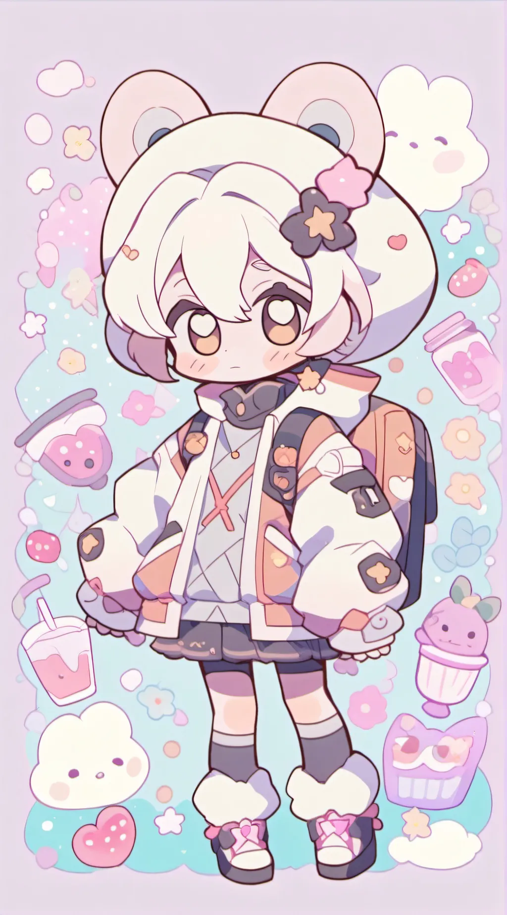 ai character: 🦌radioapple🍎 background