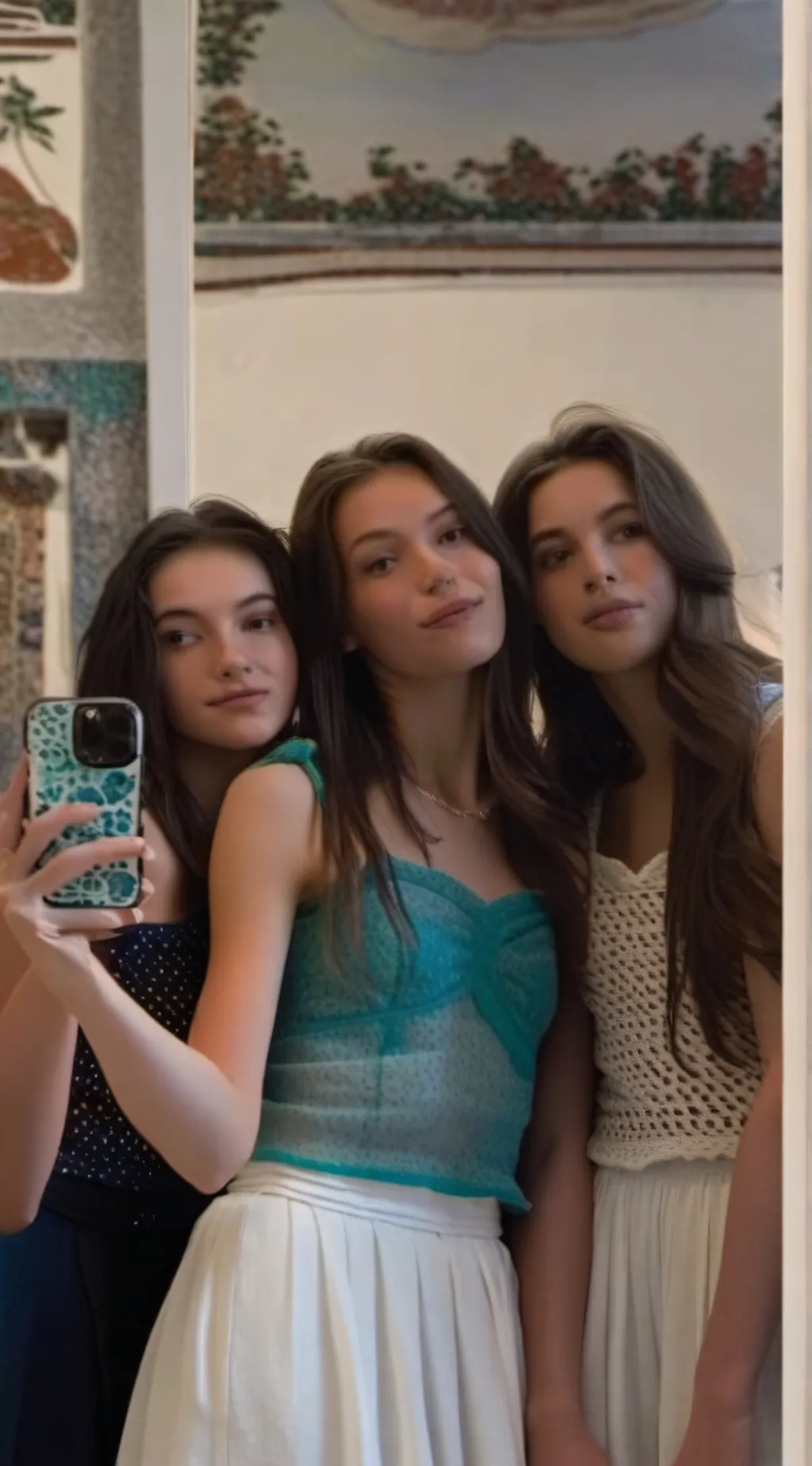 ai character: Maddie+Mariah+Addy background