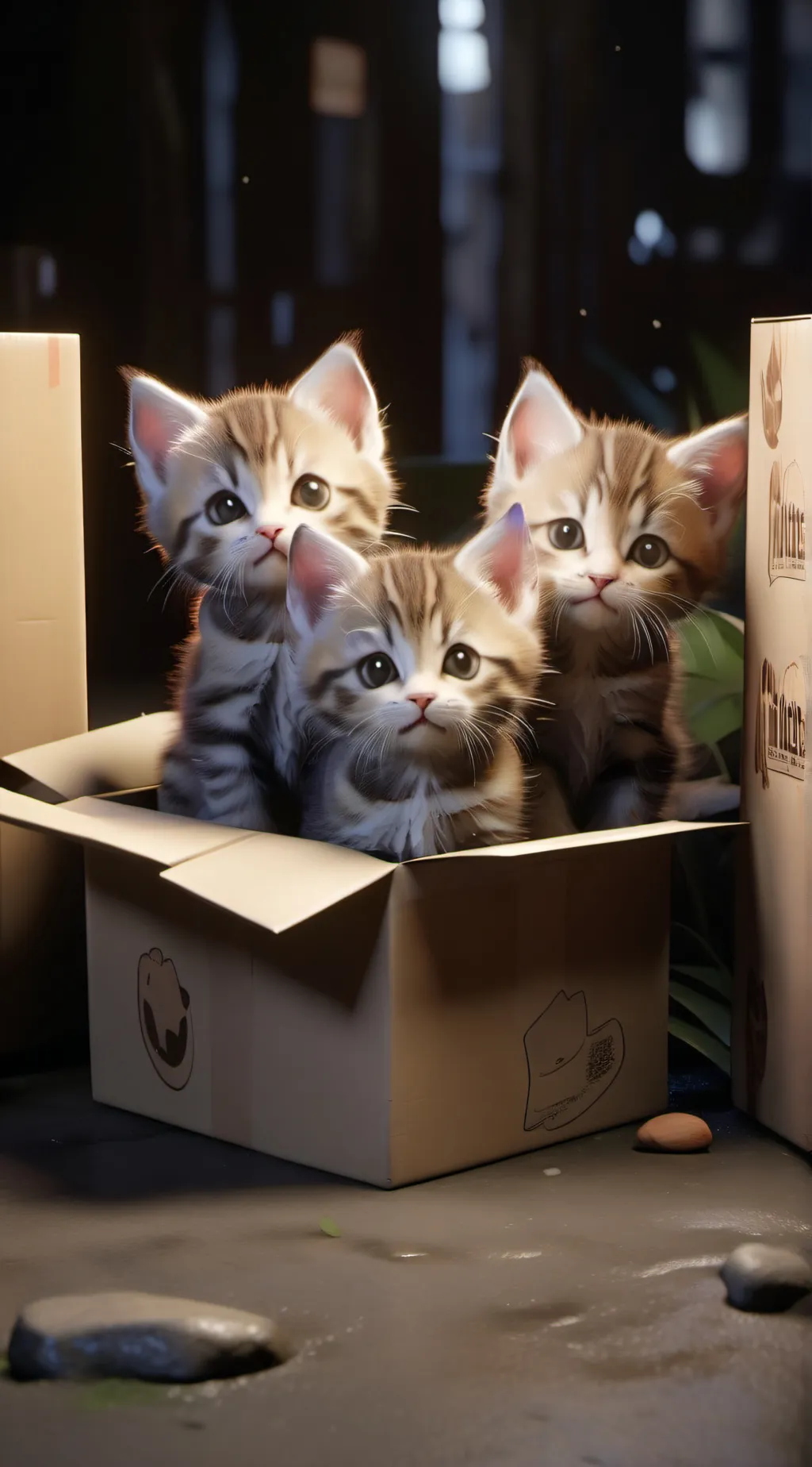 ai character: Lonely kittens  background