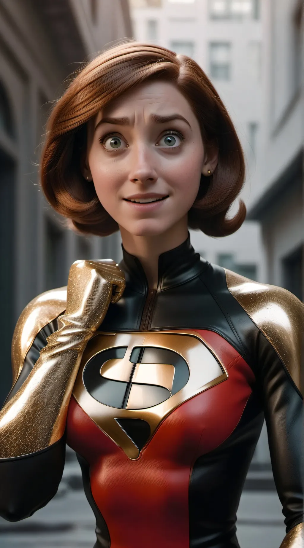 ai character: elastigirl gold background