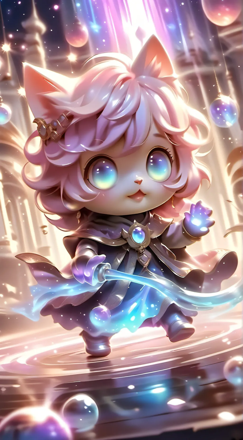 ai character: cat rainbow  background