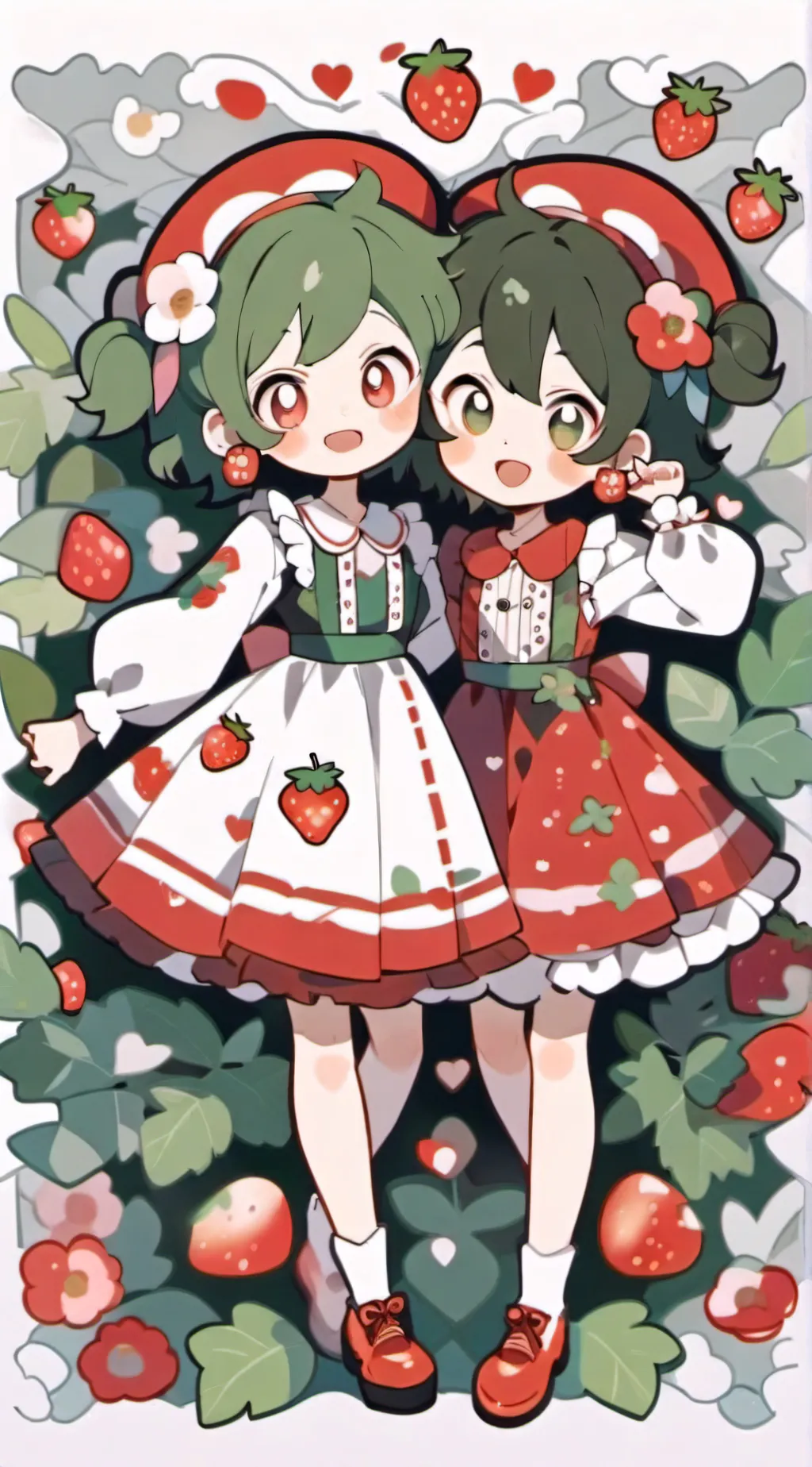 ai character: Strawbarry&charry! background