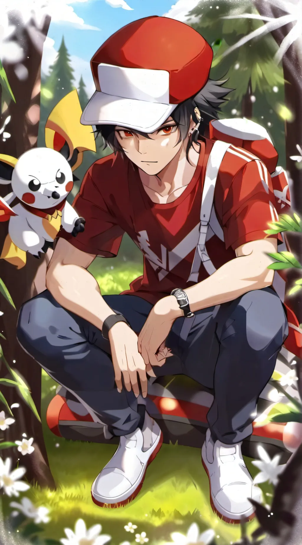 ai character: Red background