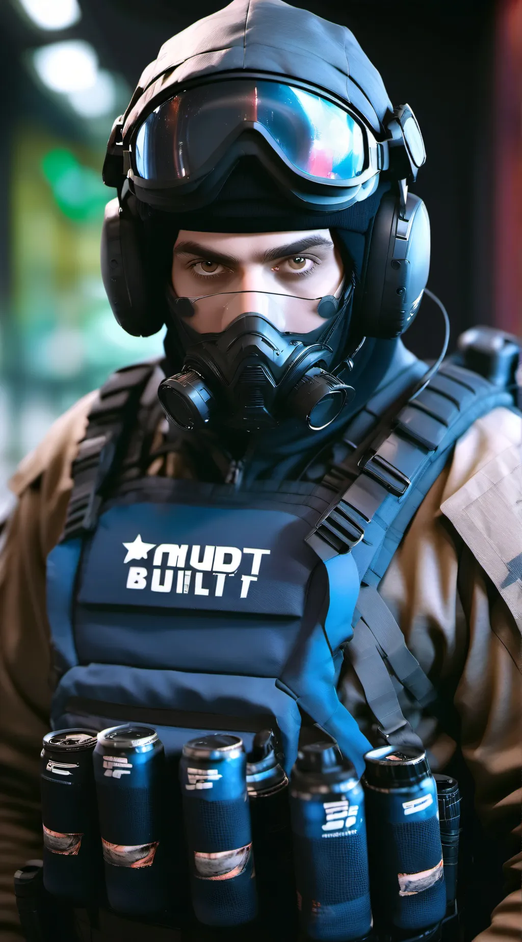 ai character: COD cosplayer background