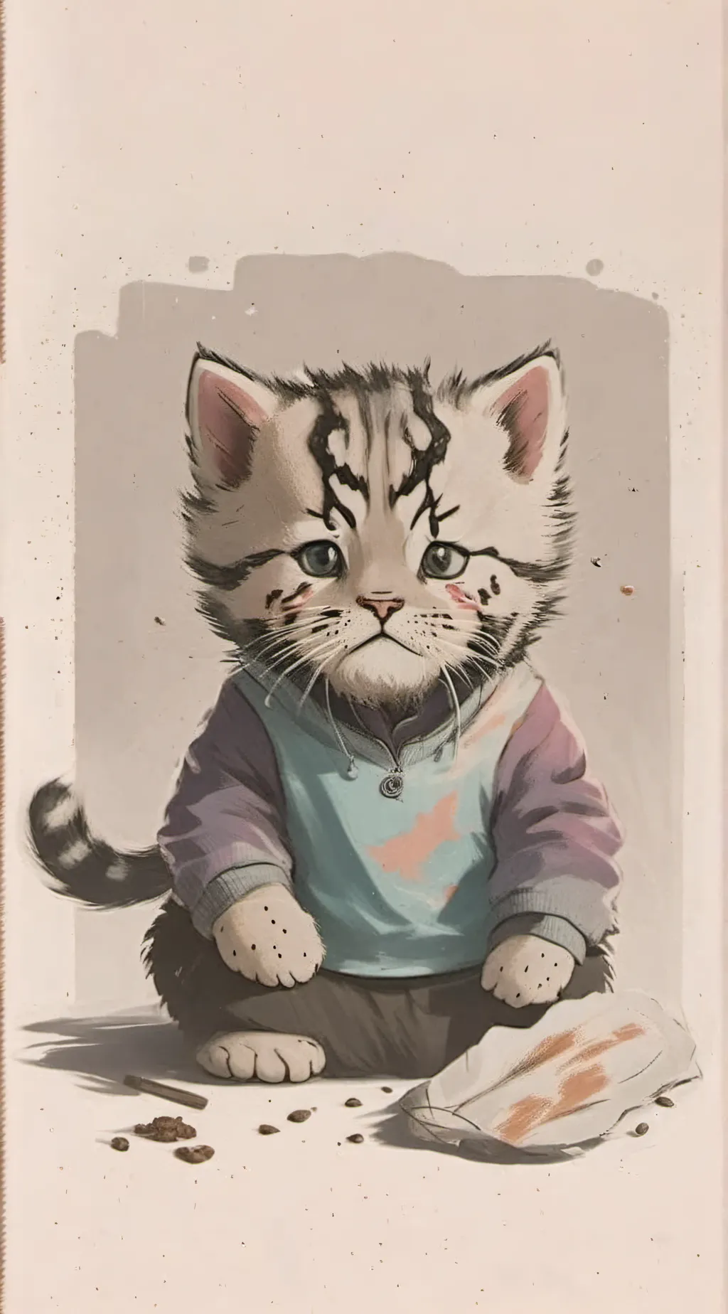 ai character: sick kitten  background