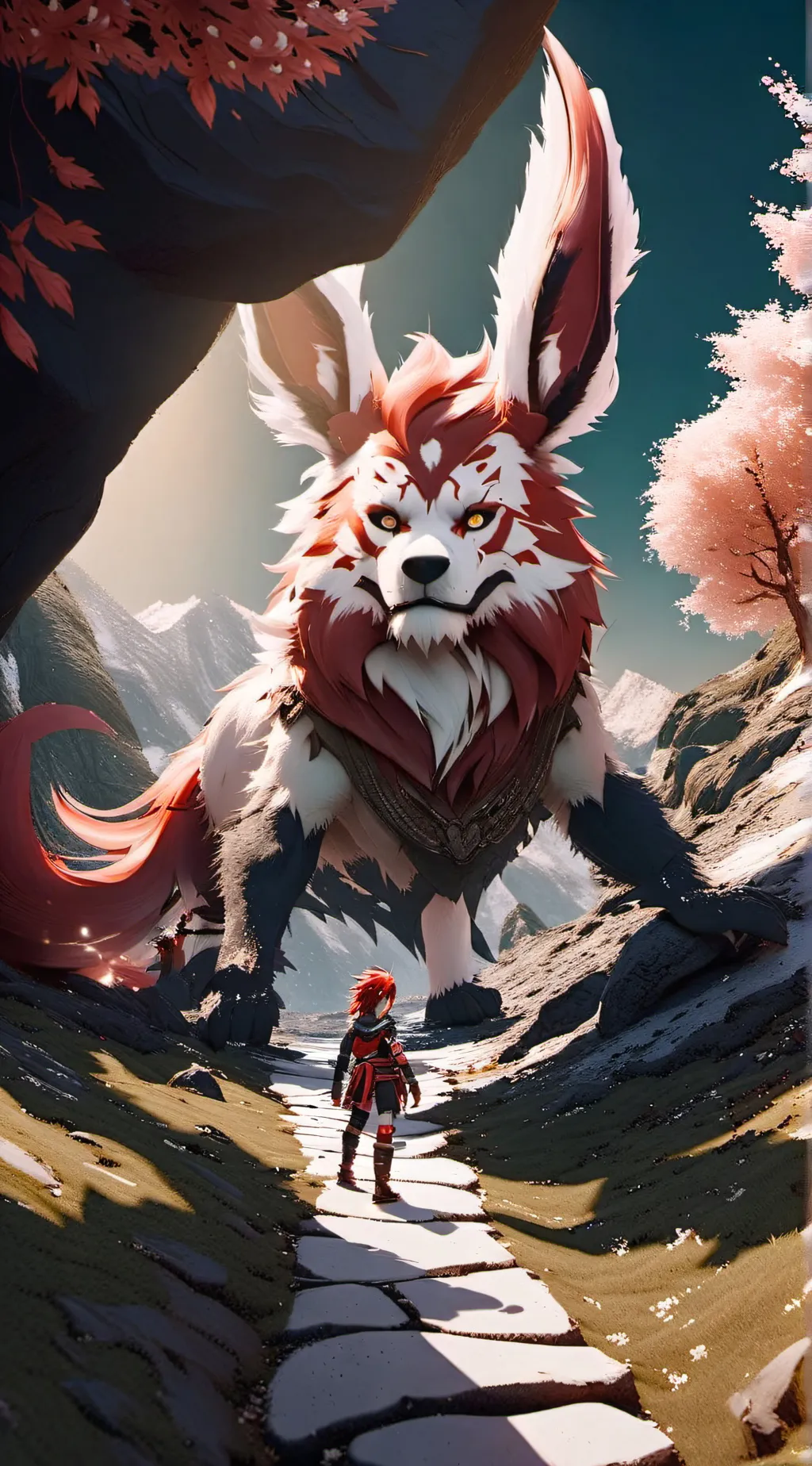 ai character: A giant fox background