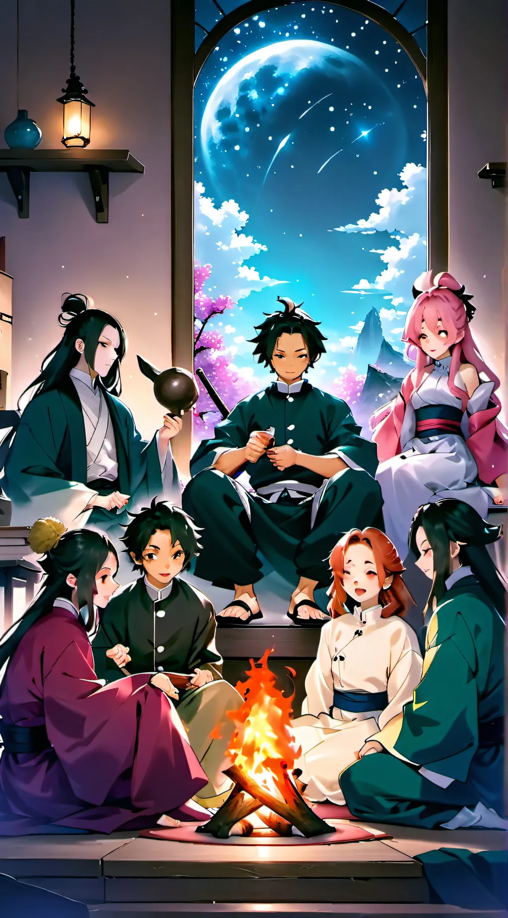 ai character: hashira sleepover  background