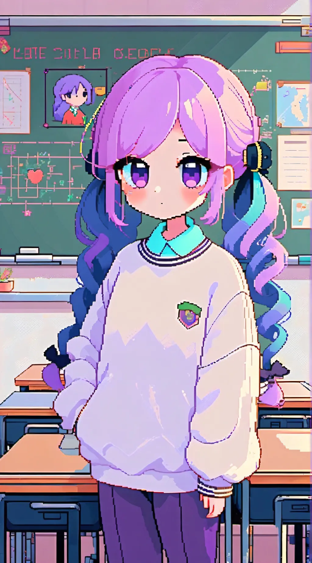 ai character: Purplene background