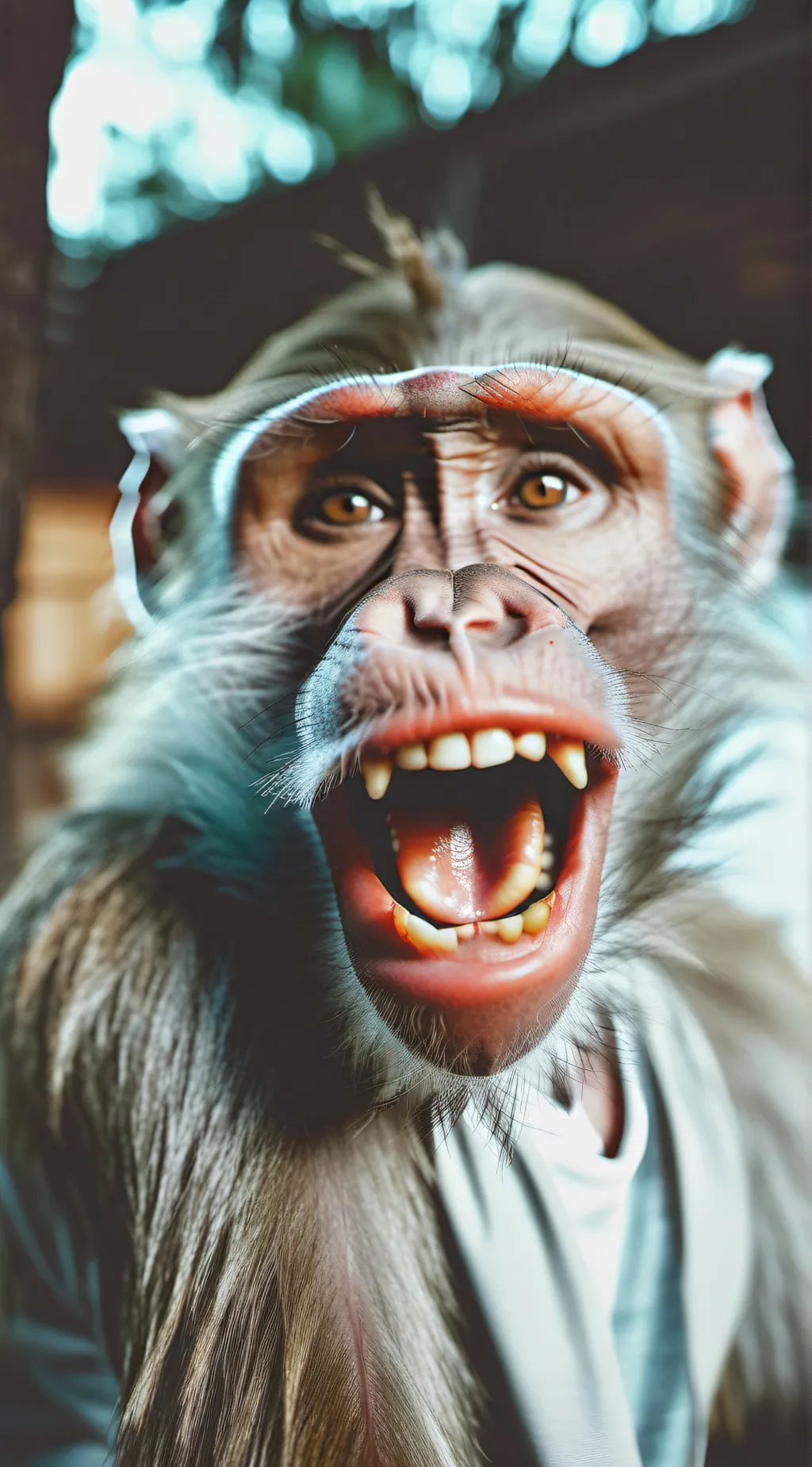 ai character: scary baboon  background