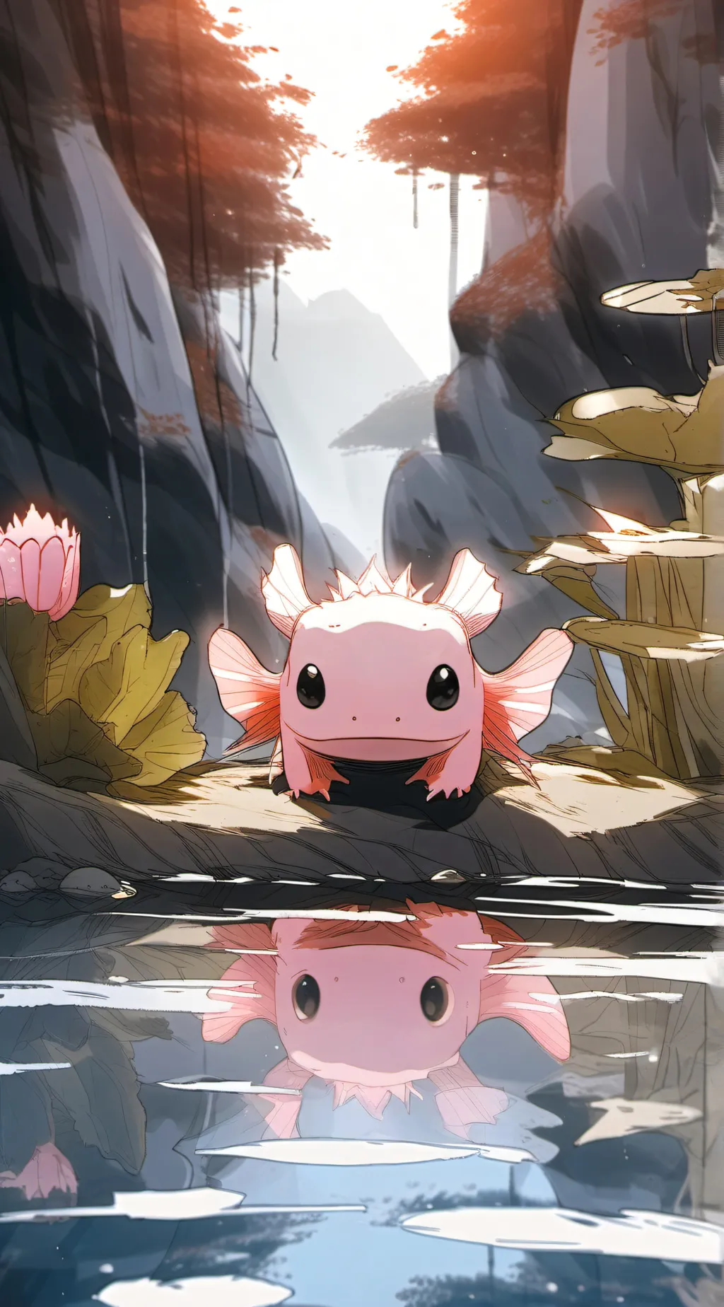 ai character: Axolotl  background