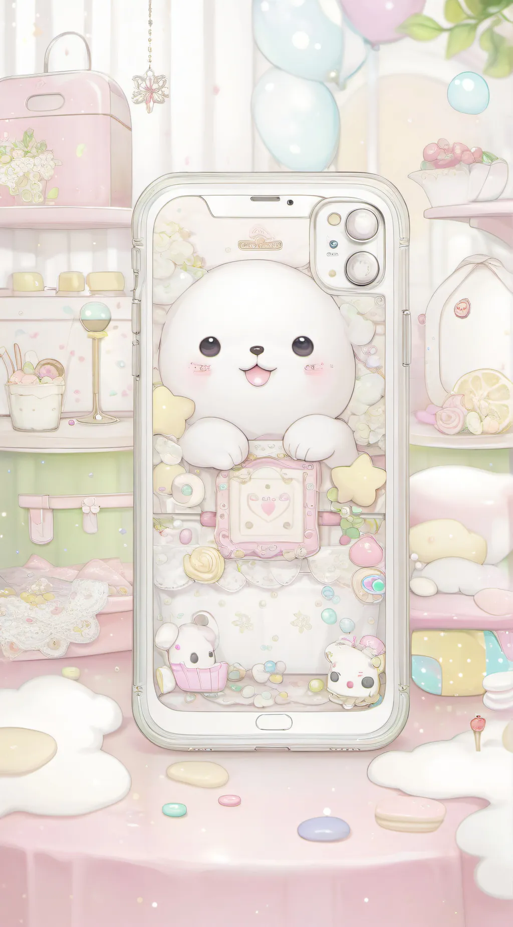 ai character: Phone bear. Phone. background