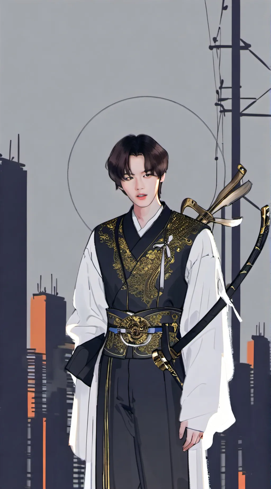 ai character: Leeknow and skz background