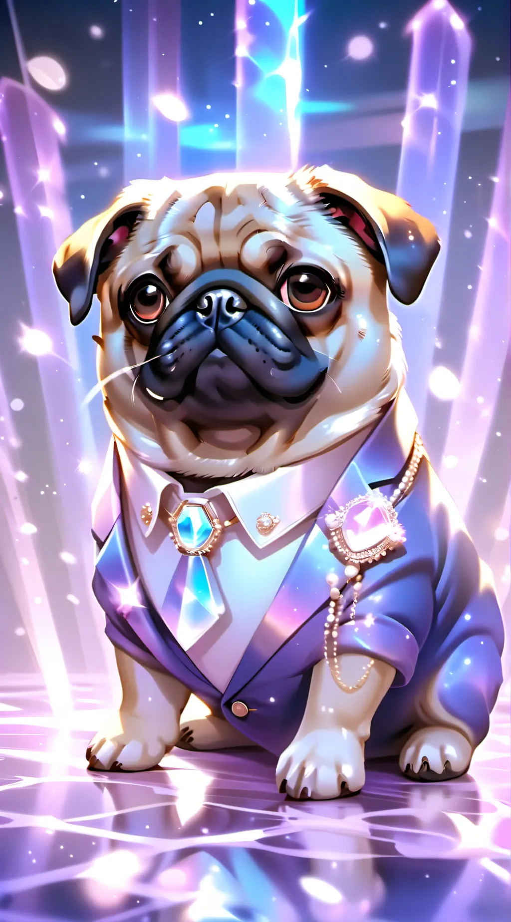 ai character: suit pug background