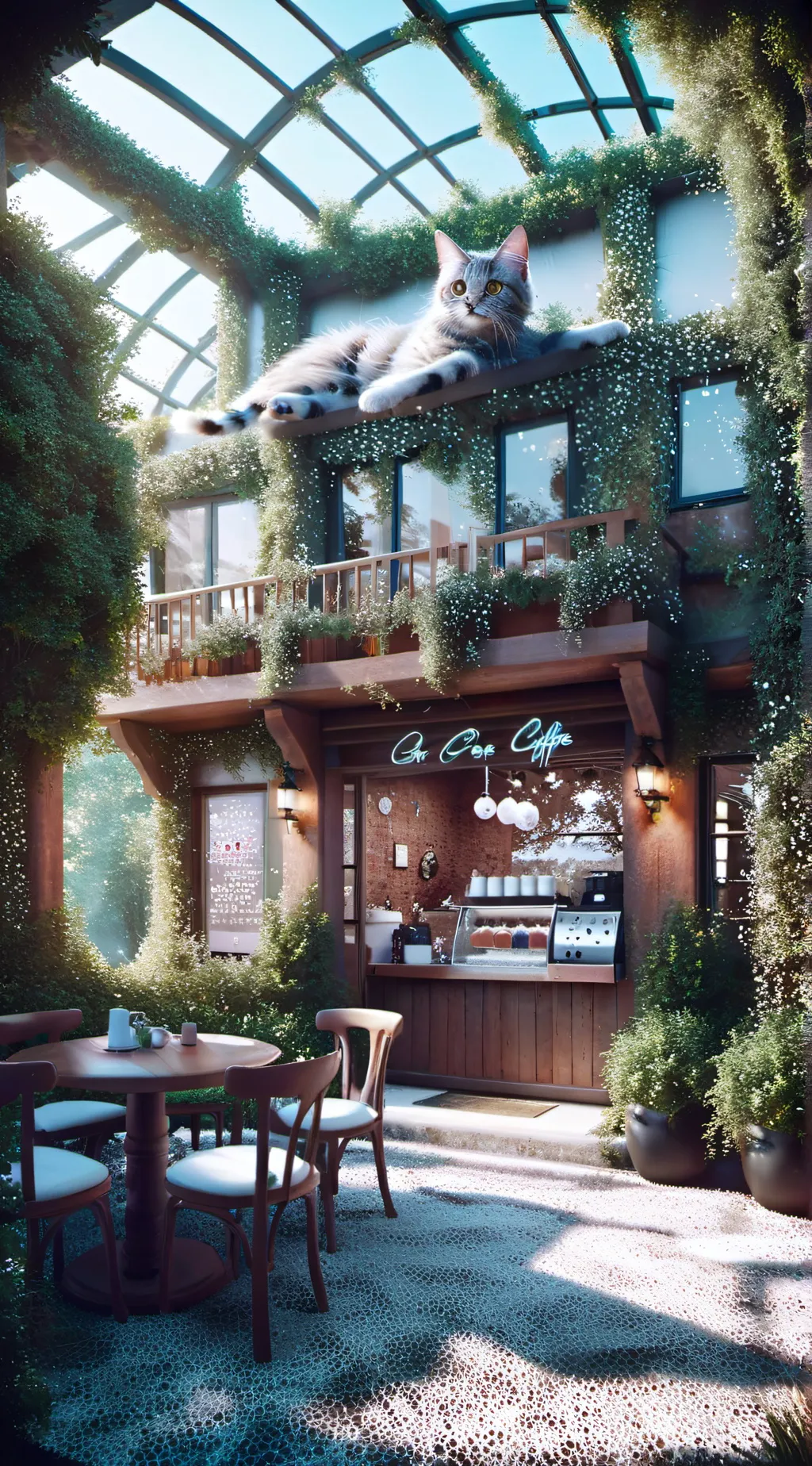 ai character: ×|• cat cafe •|× background