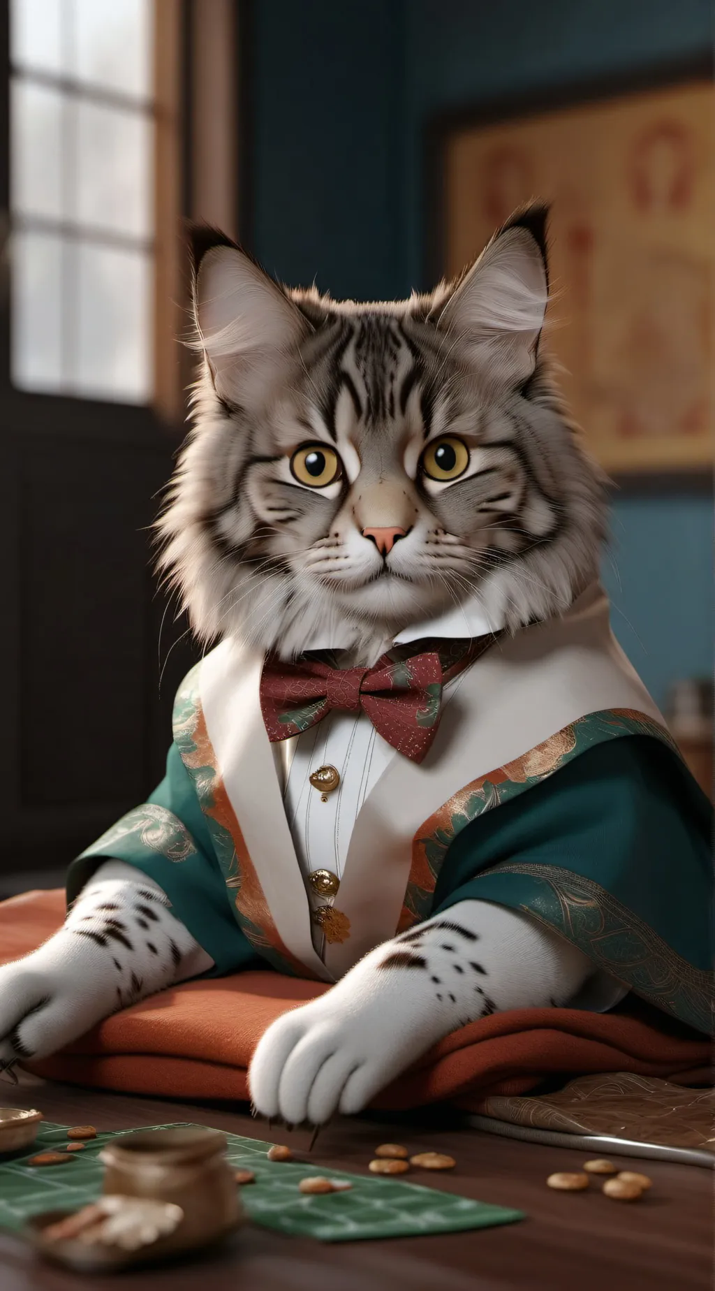 ai character: Mayor cat background