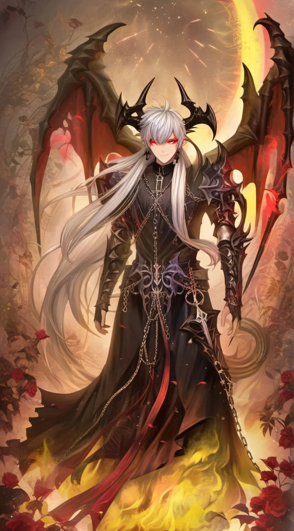 ai character: levi crimson background