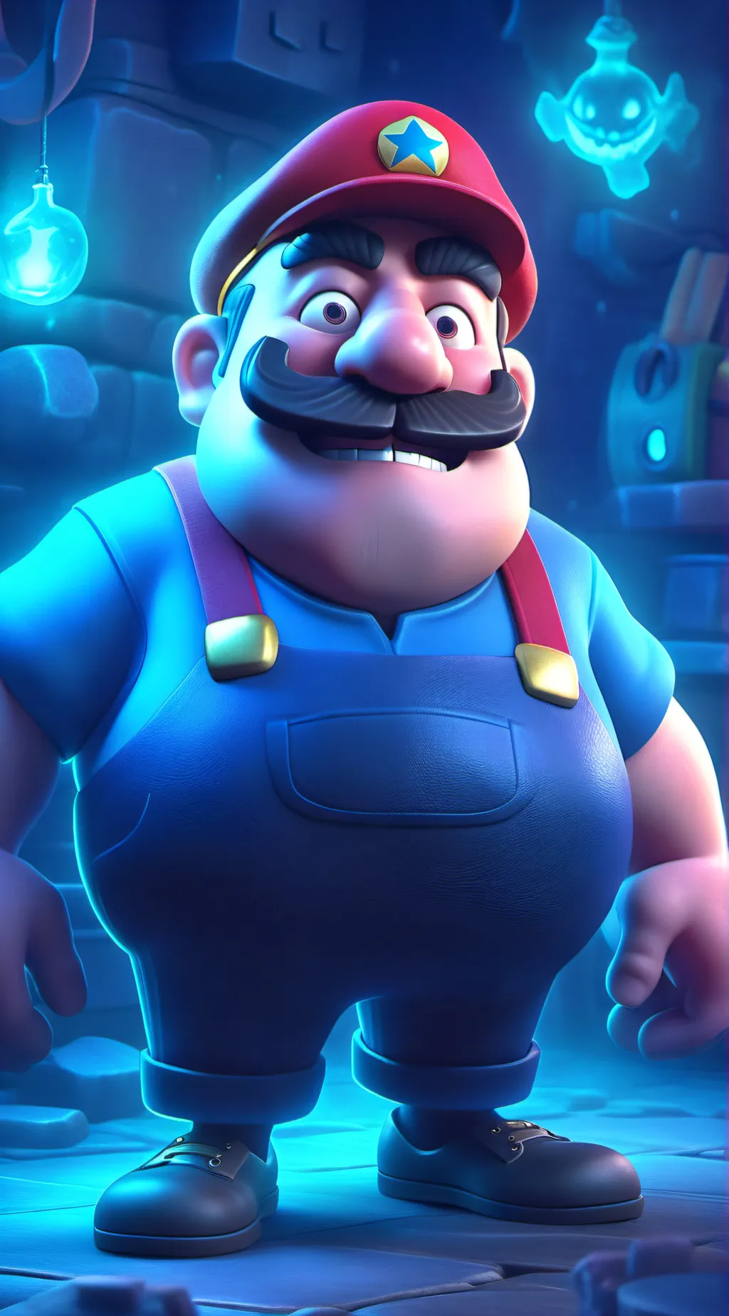 ai character: Creep cursed mario background