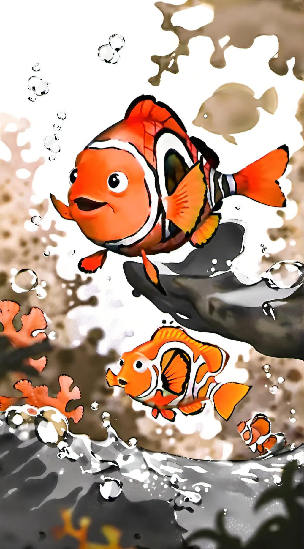 ai character: Nemo and marlin  background