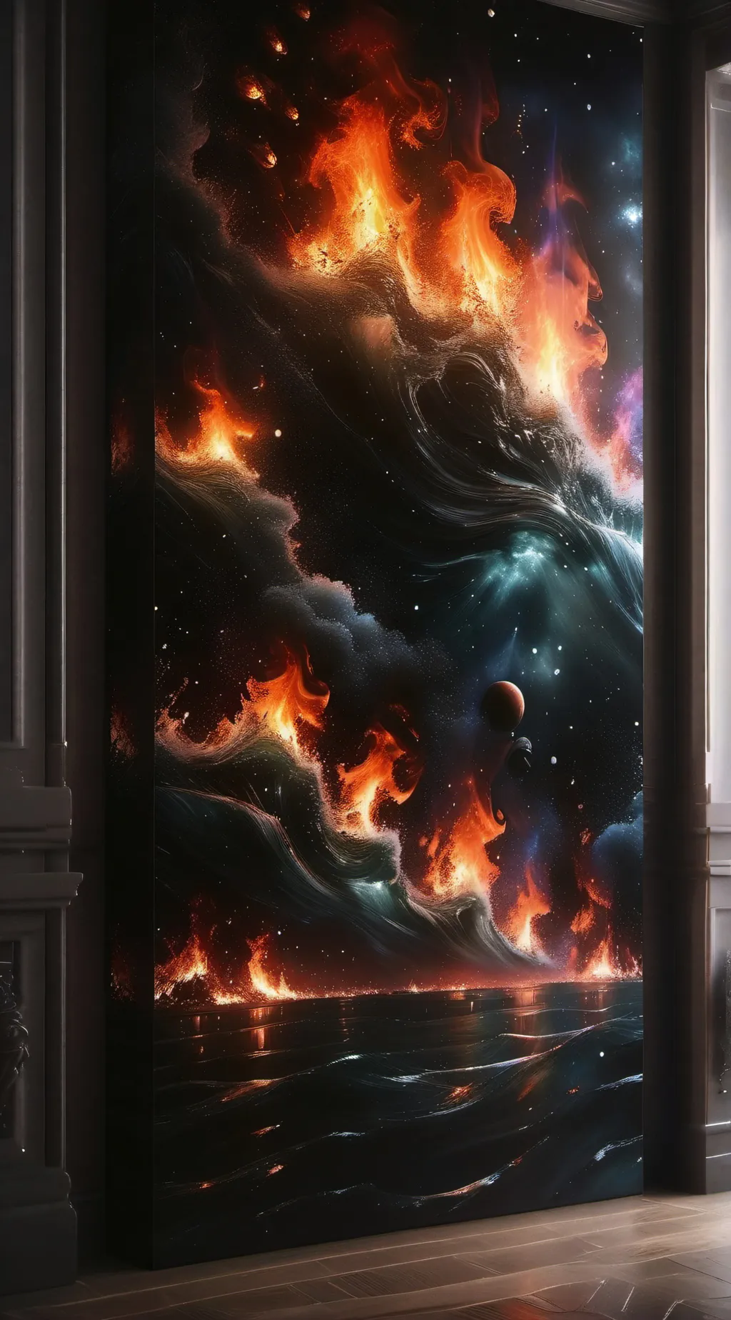 ai character: fire background