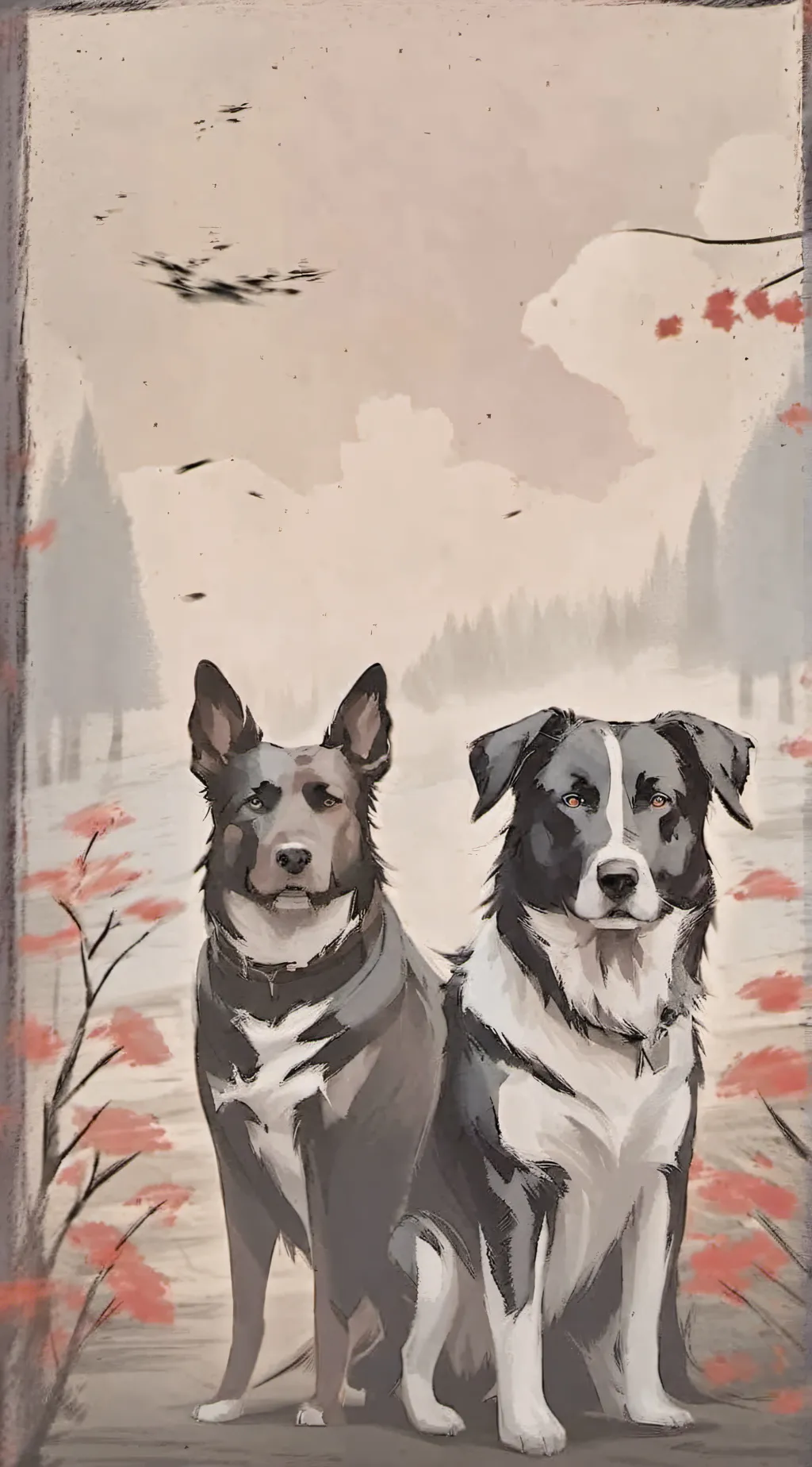 ai character: dog journey background