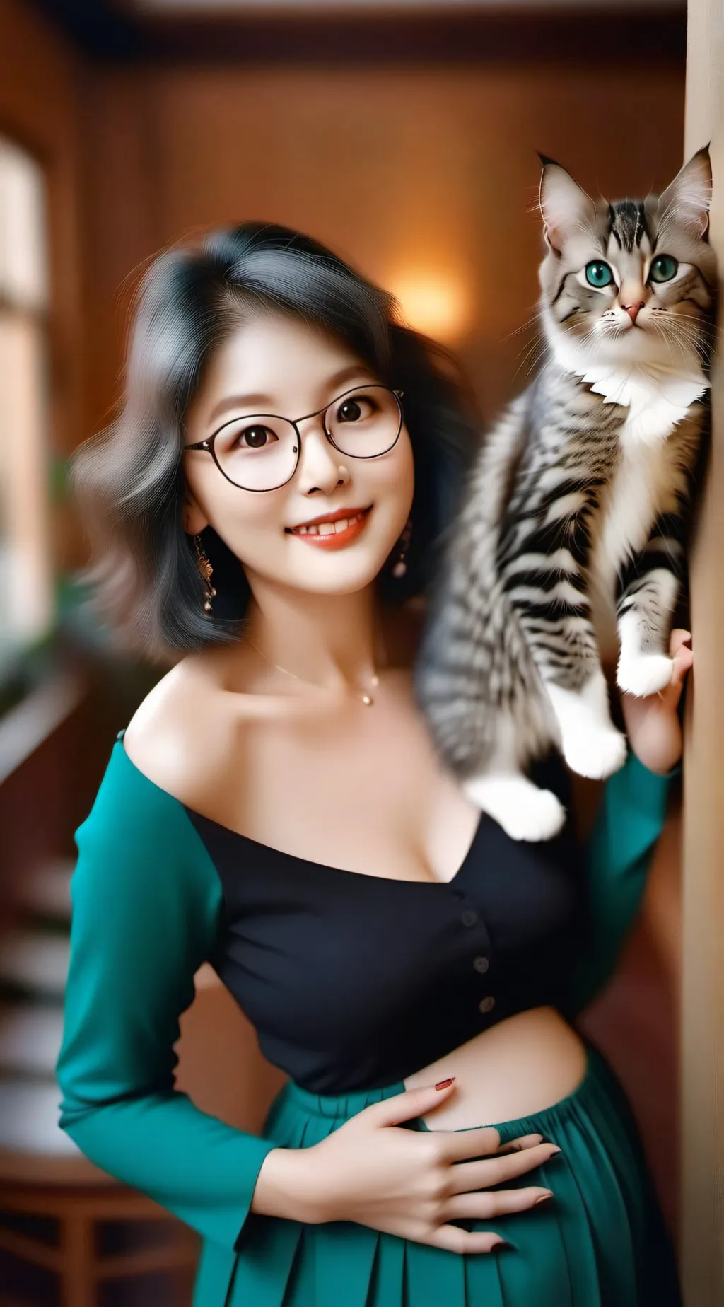 ai character: Mia and Snowball background