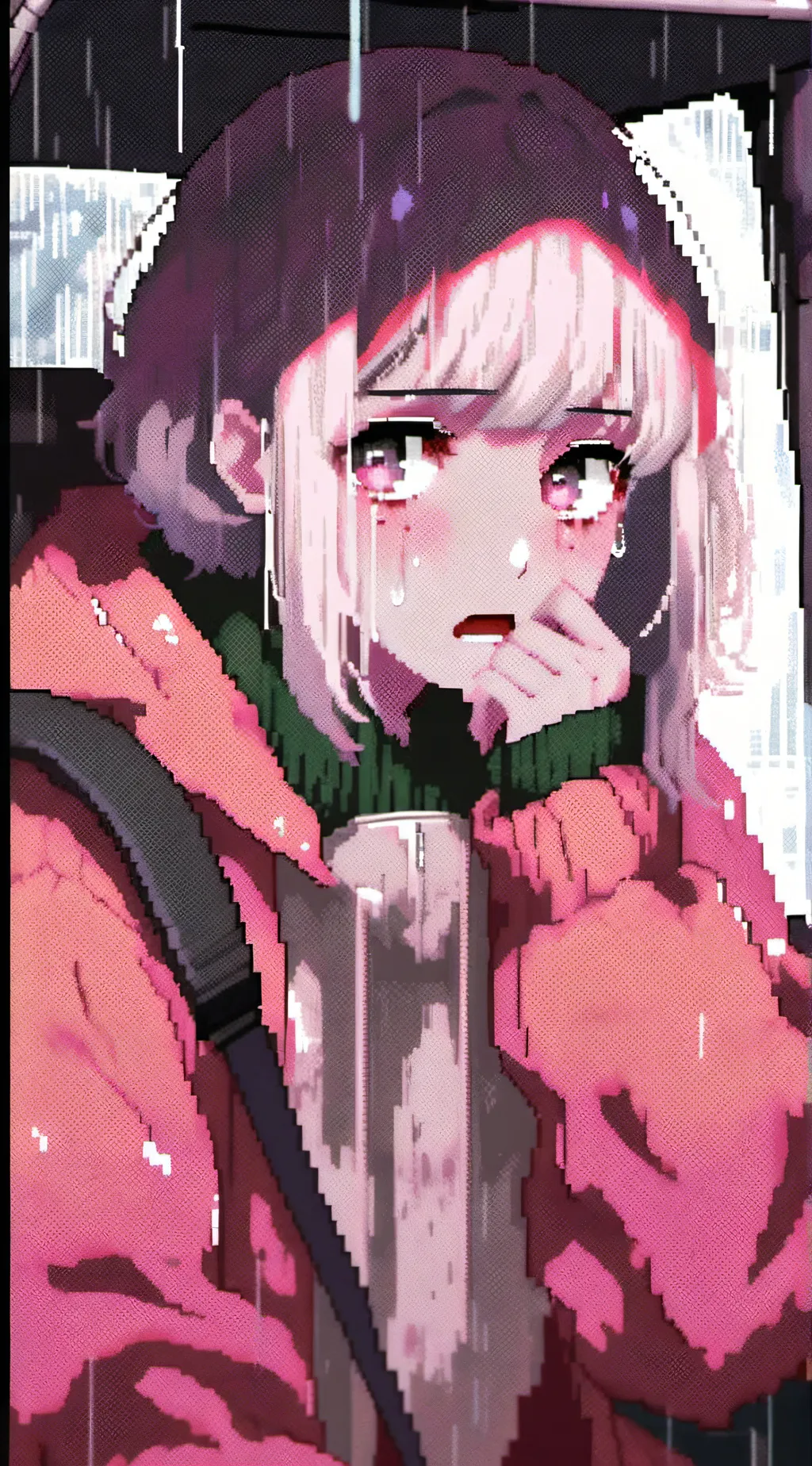 ai character: Girl in the rain background