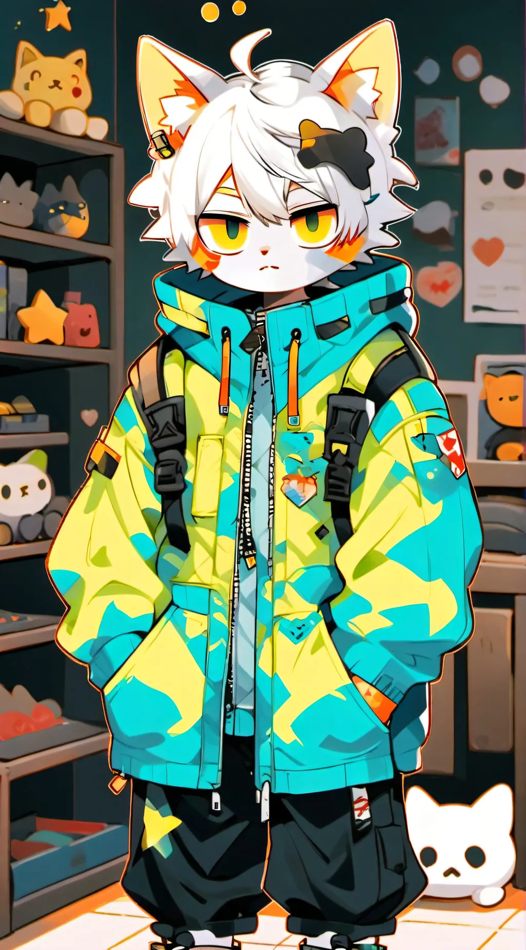 ai character: Rad the cat person background