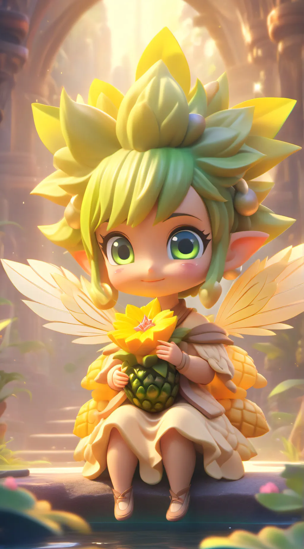 ai character: Pineapple  background