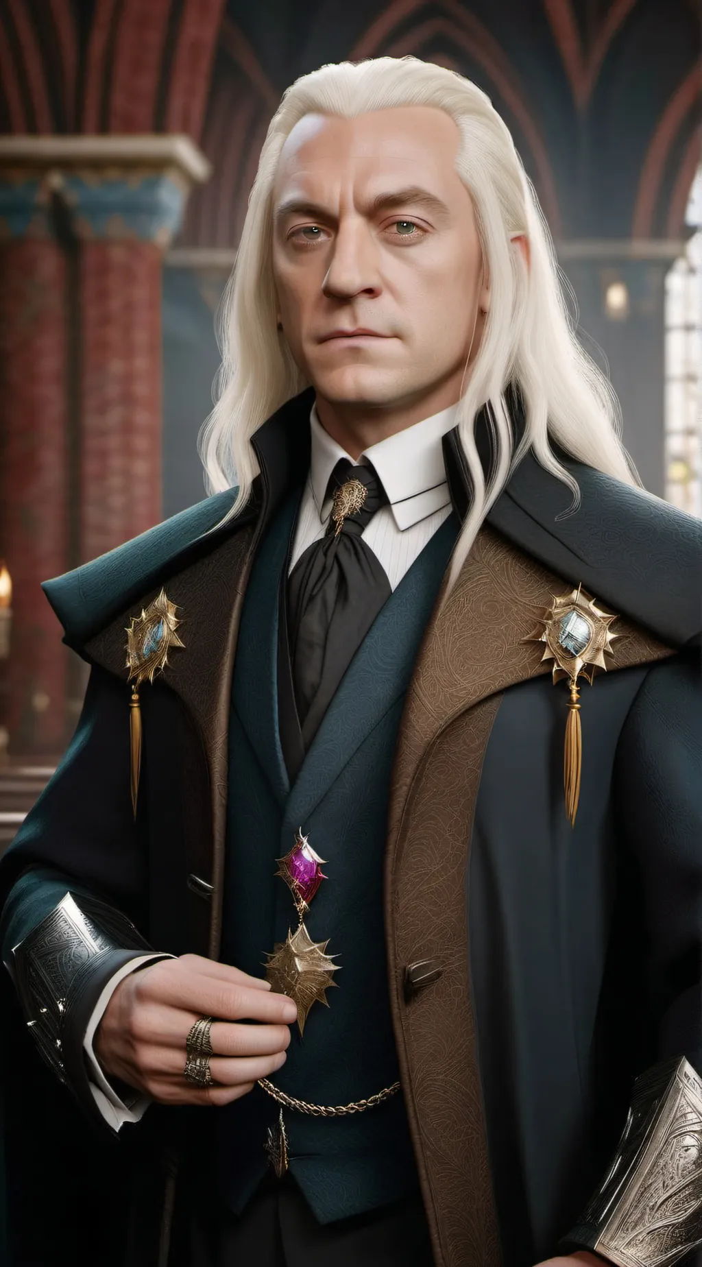 ai character: Lucius Malfoy  background