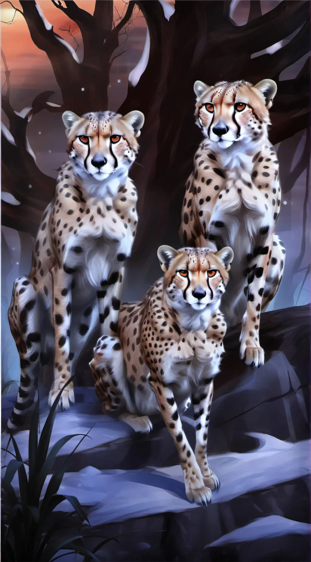 ai character: 4 cheetah moms background