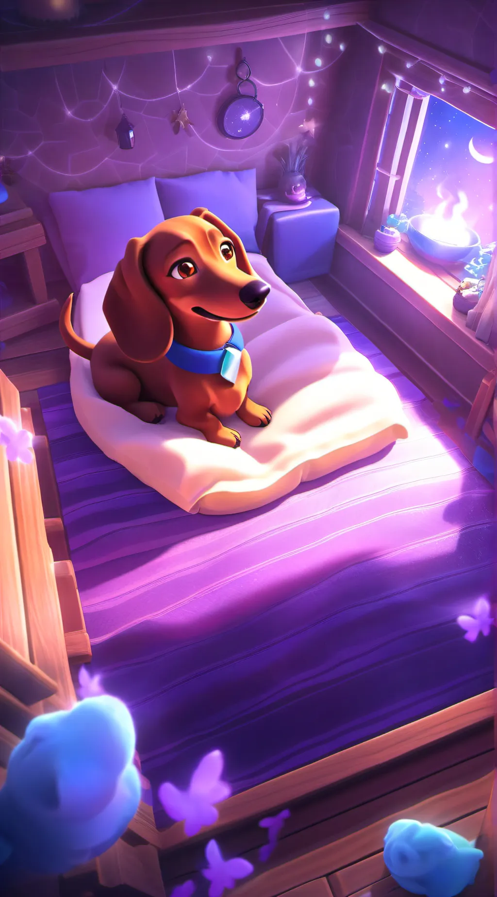 ai character: nameless dachshund background