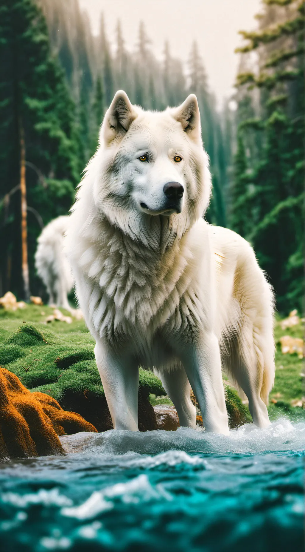 ai character: Dog ( Wolf)  background