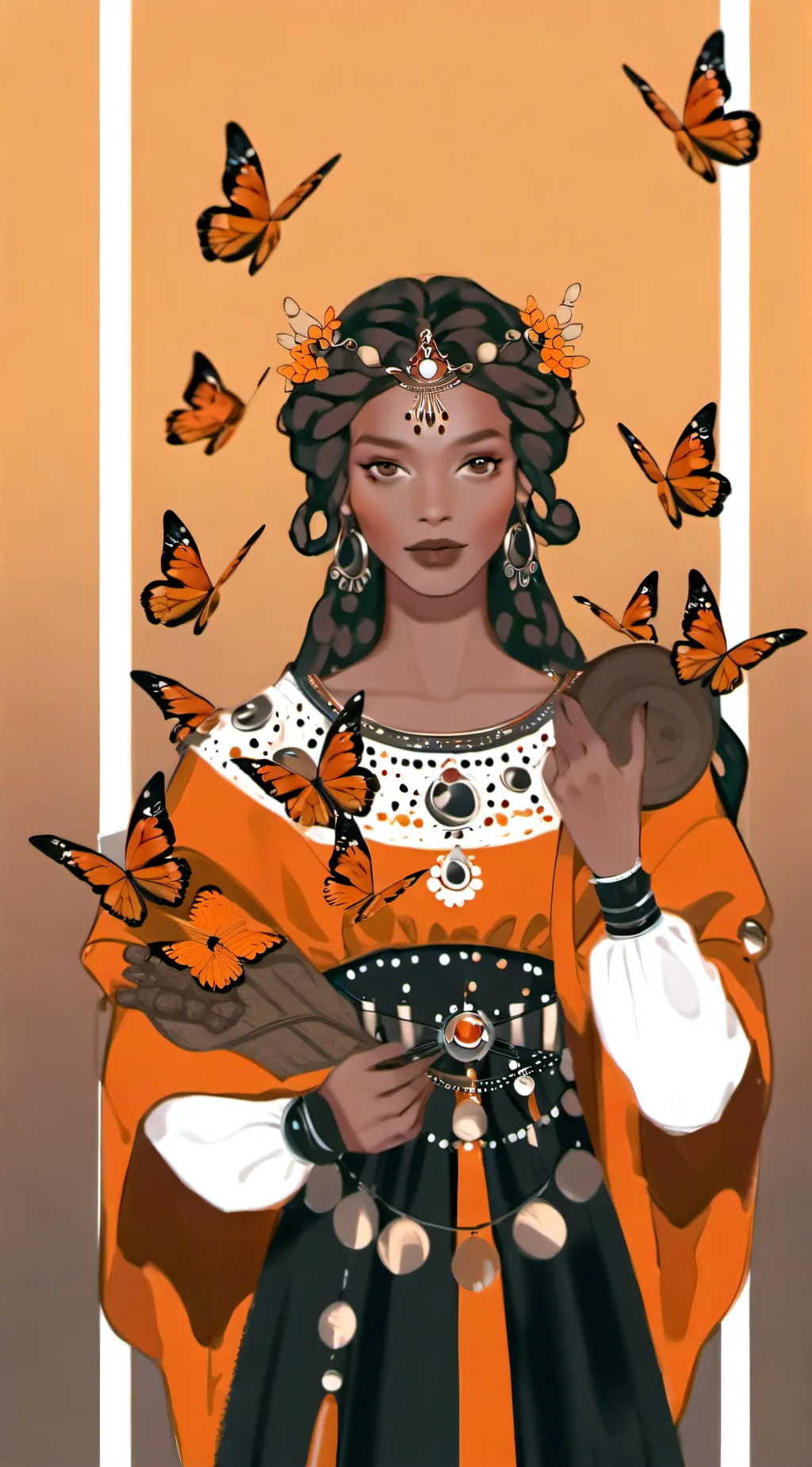 ai character: Queen Pumpkin Seed background